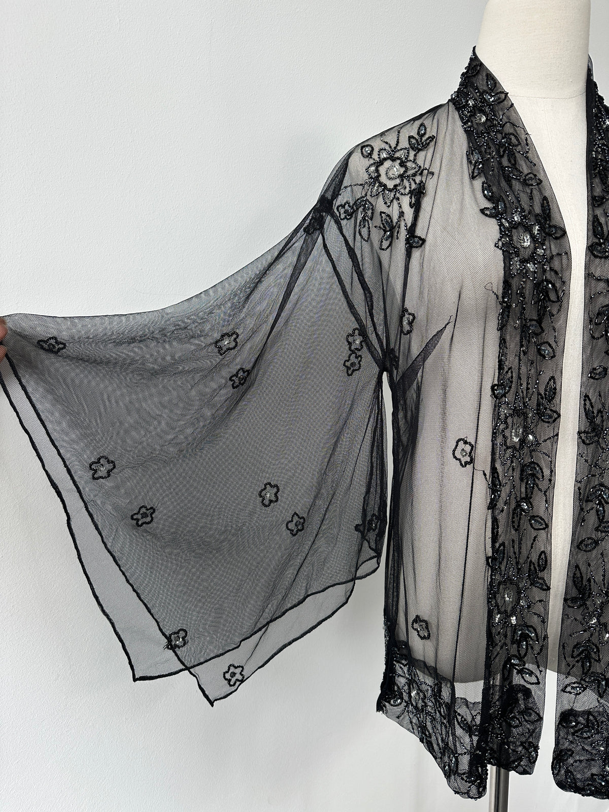Vintage 2000s Beaded Sheer Kimono Cardigan - One size