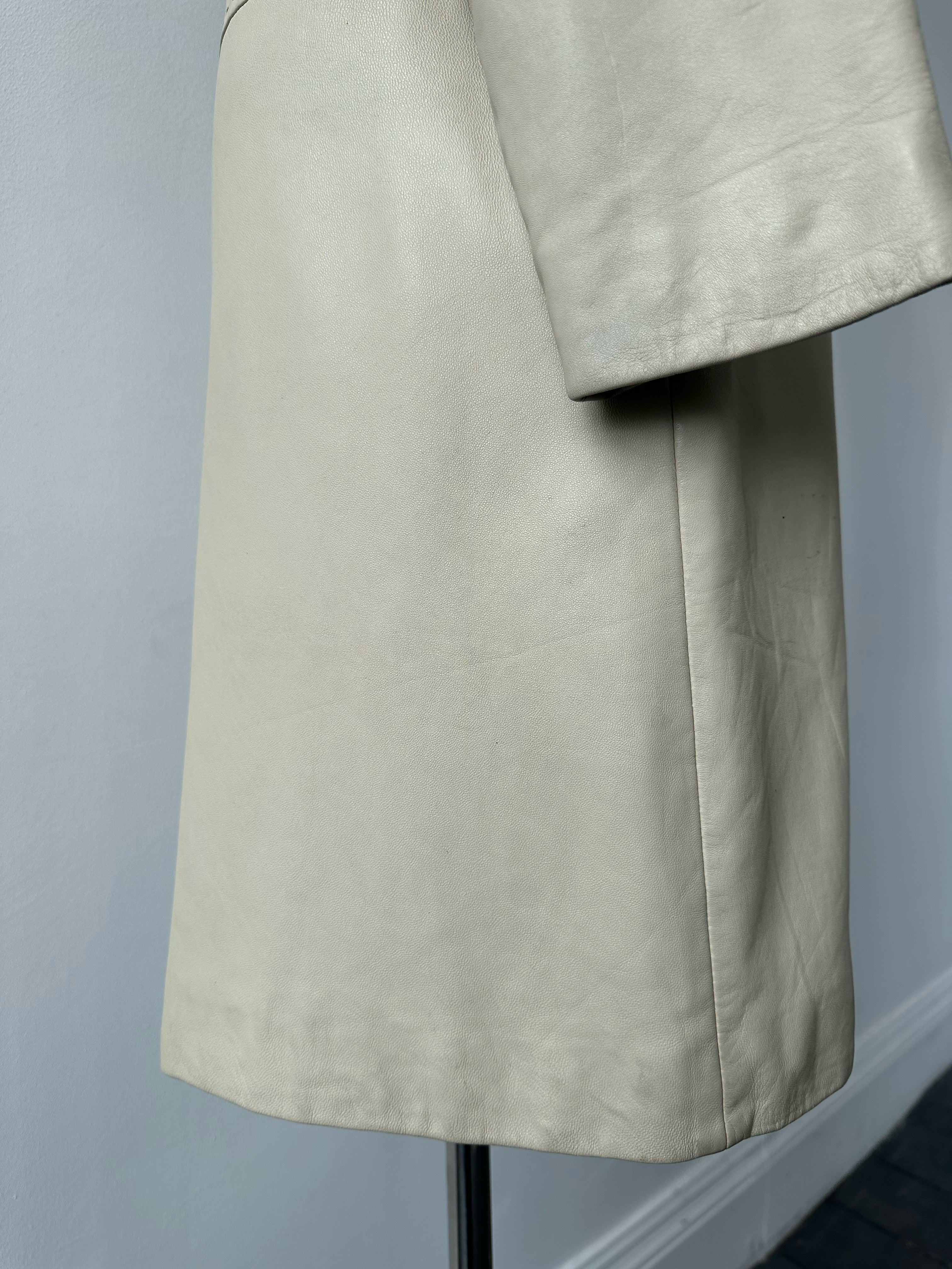 Vintage 1990s Leather Belted Trench Coat - S