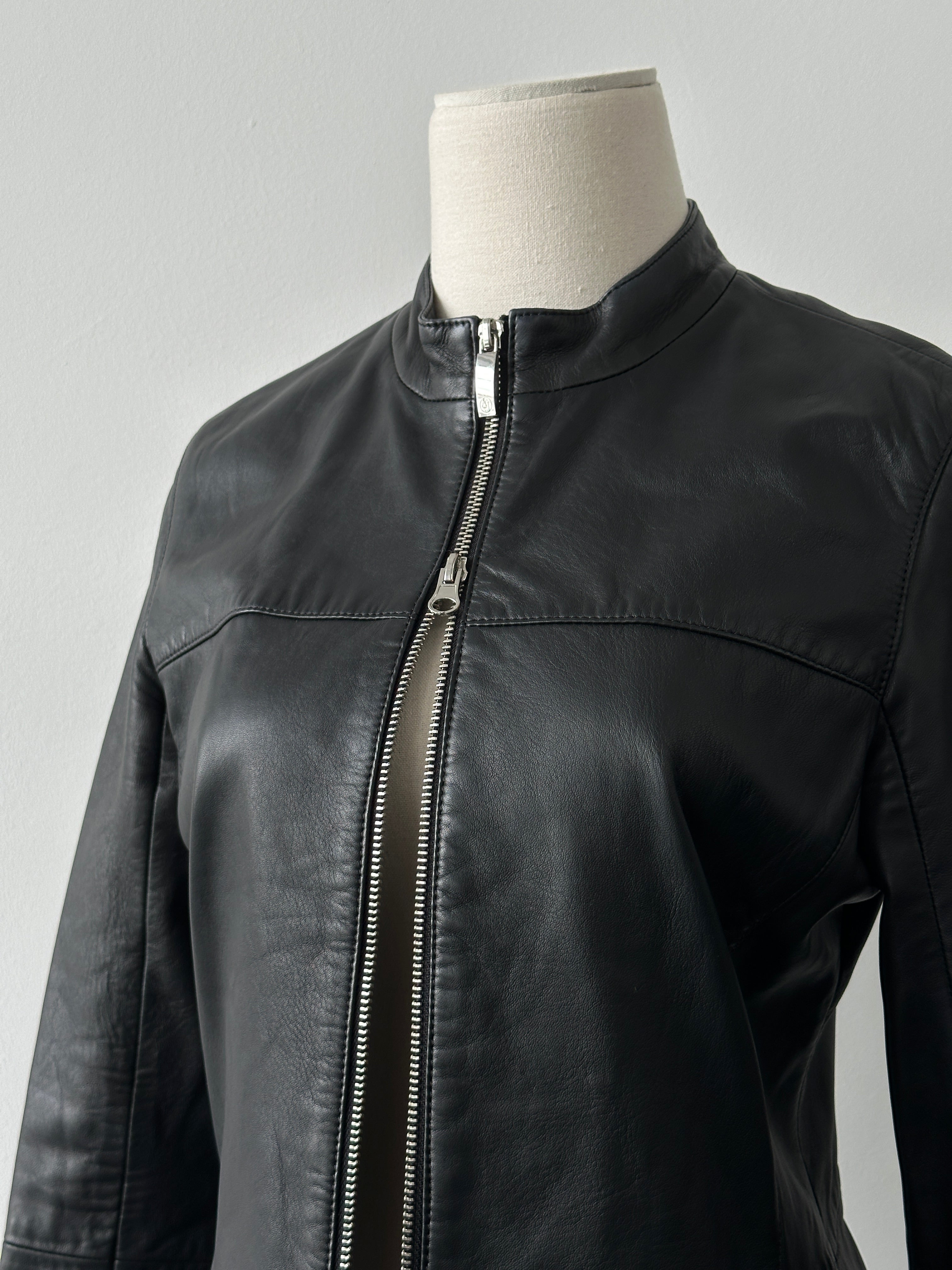 Armani Jeans Double Zip Leather Jacket - XS-S