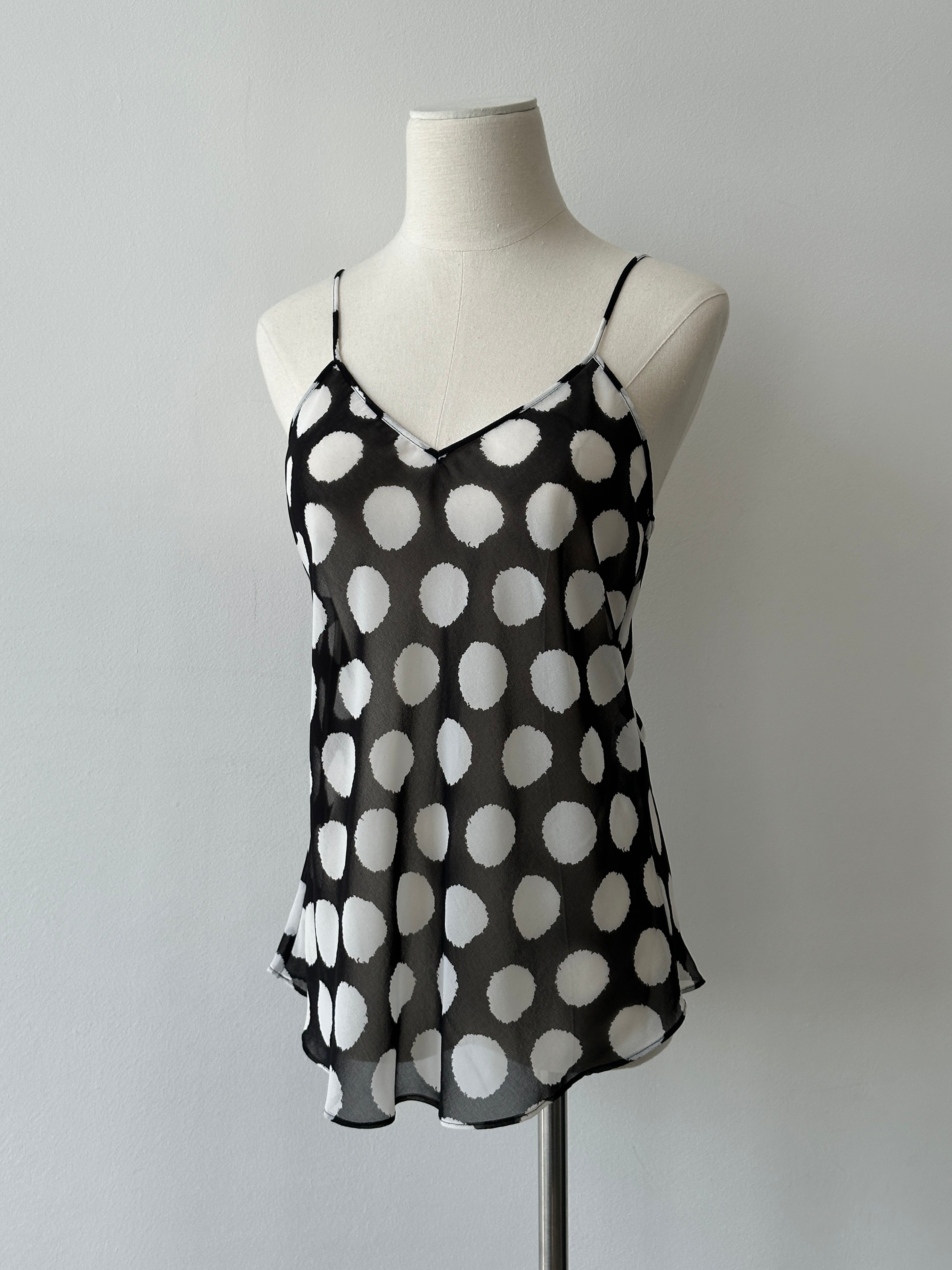 Diane Von Furstenberg 2000s Sheer Spotted Cami Top - M