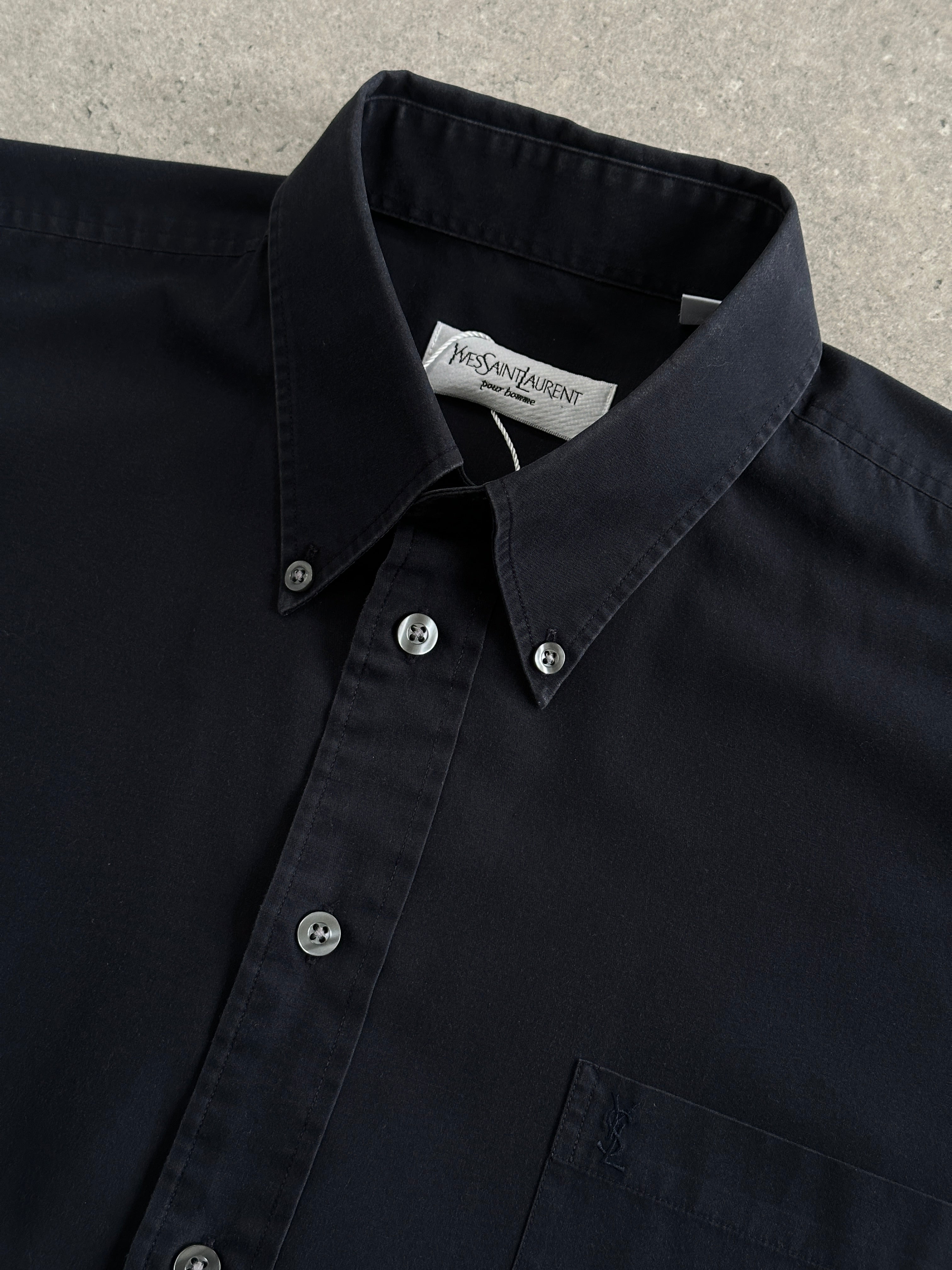 Yves Saint Laurent Pour Homme cotton logo shirt in size M, featuring a classic design with the Yves Saint Laurent branding.
