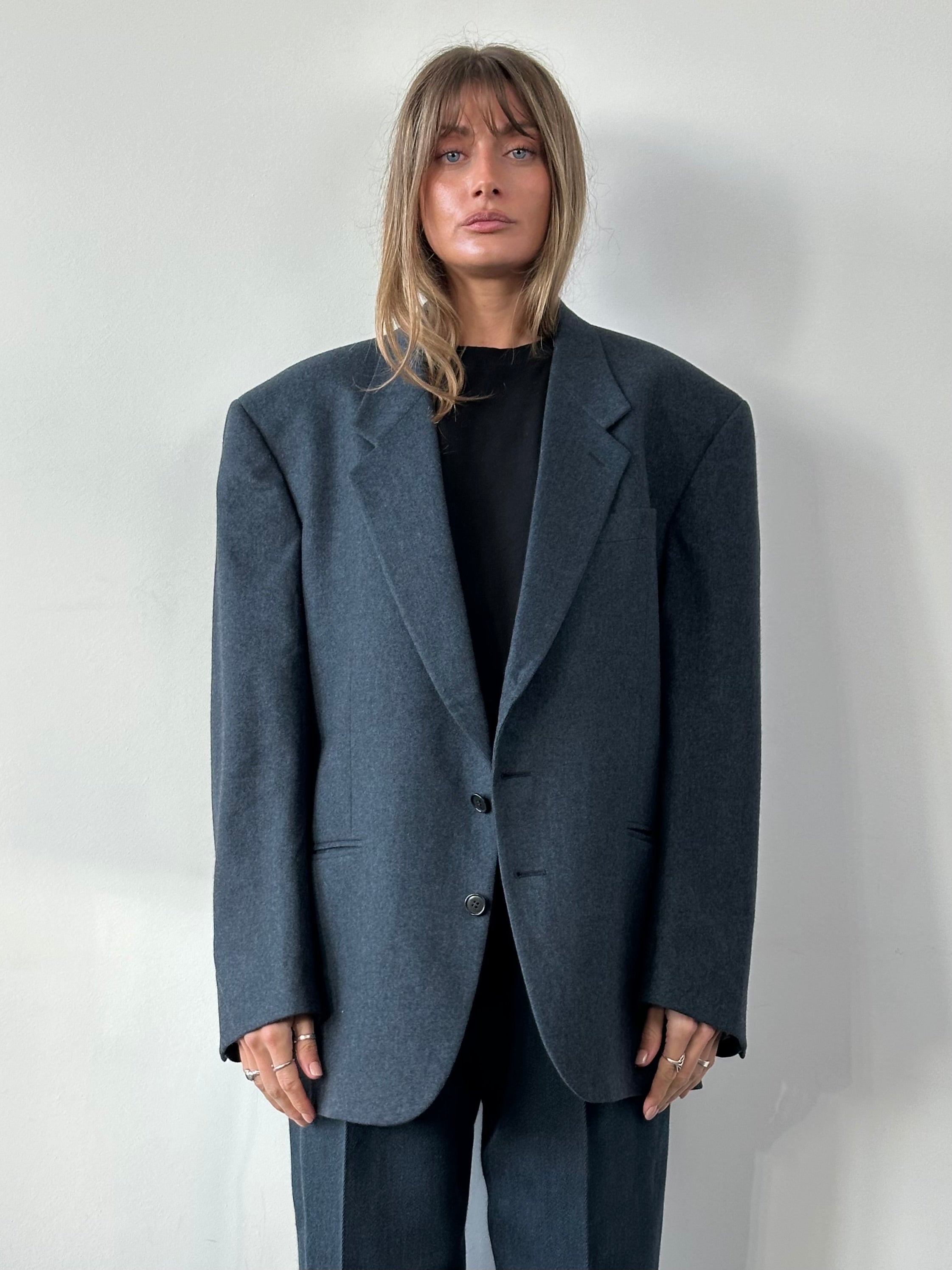 Missoni brushed wool and cashmere single-breasted blazer in size 44R/XL, featuring a tailored fit and classic design.