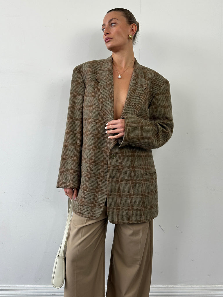 Giorgio Armani Le Collezioni Wool Check Single Breasted Blazer - 44R/XL - SYLK