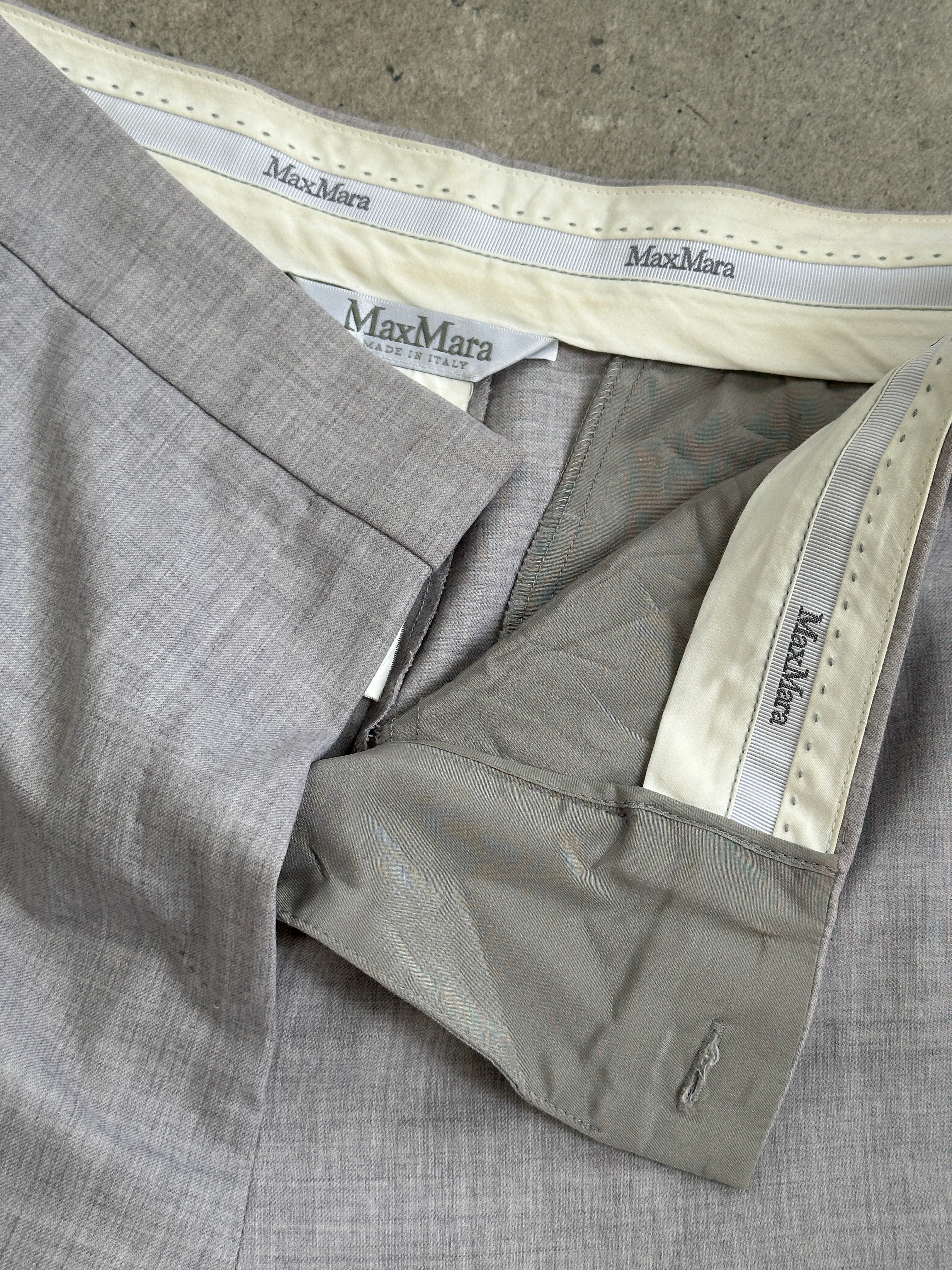 Max Mara 1990s Pure Wool Straight Leg Tailored Trousers - W28