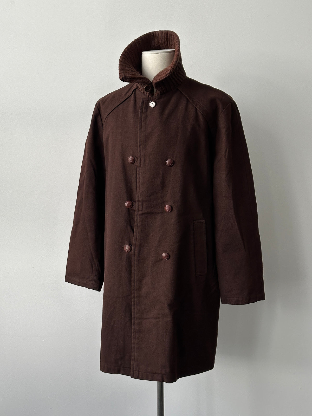 Armani Jeans 2000s Wool Funnel Neck Double Breasted Coat - L