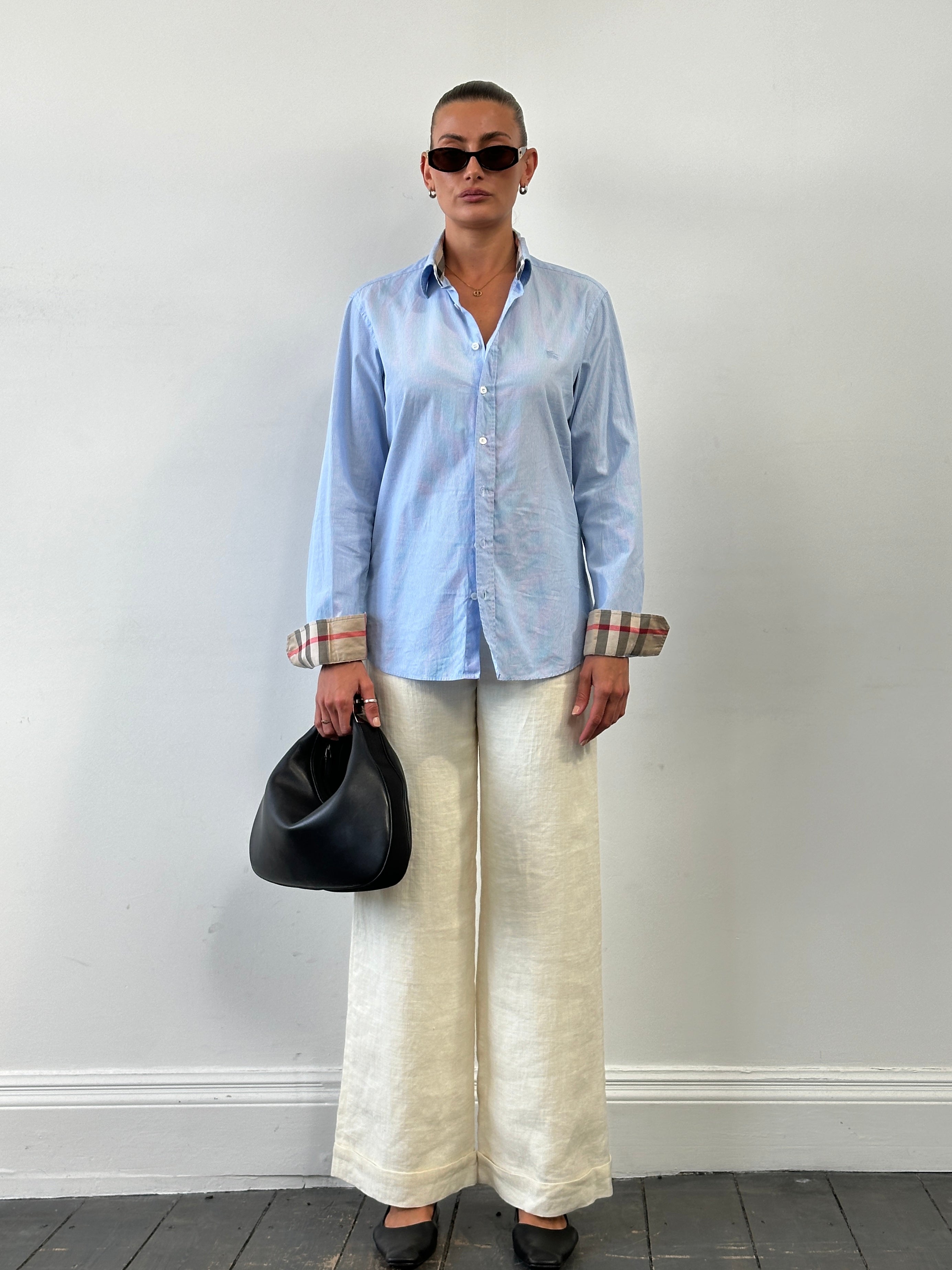 Burberry London Cotton Stripe Logo Shirt - M - SYLK