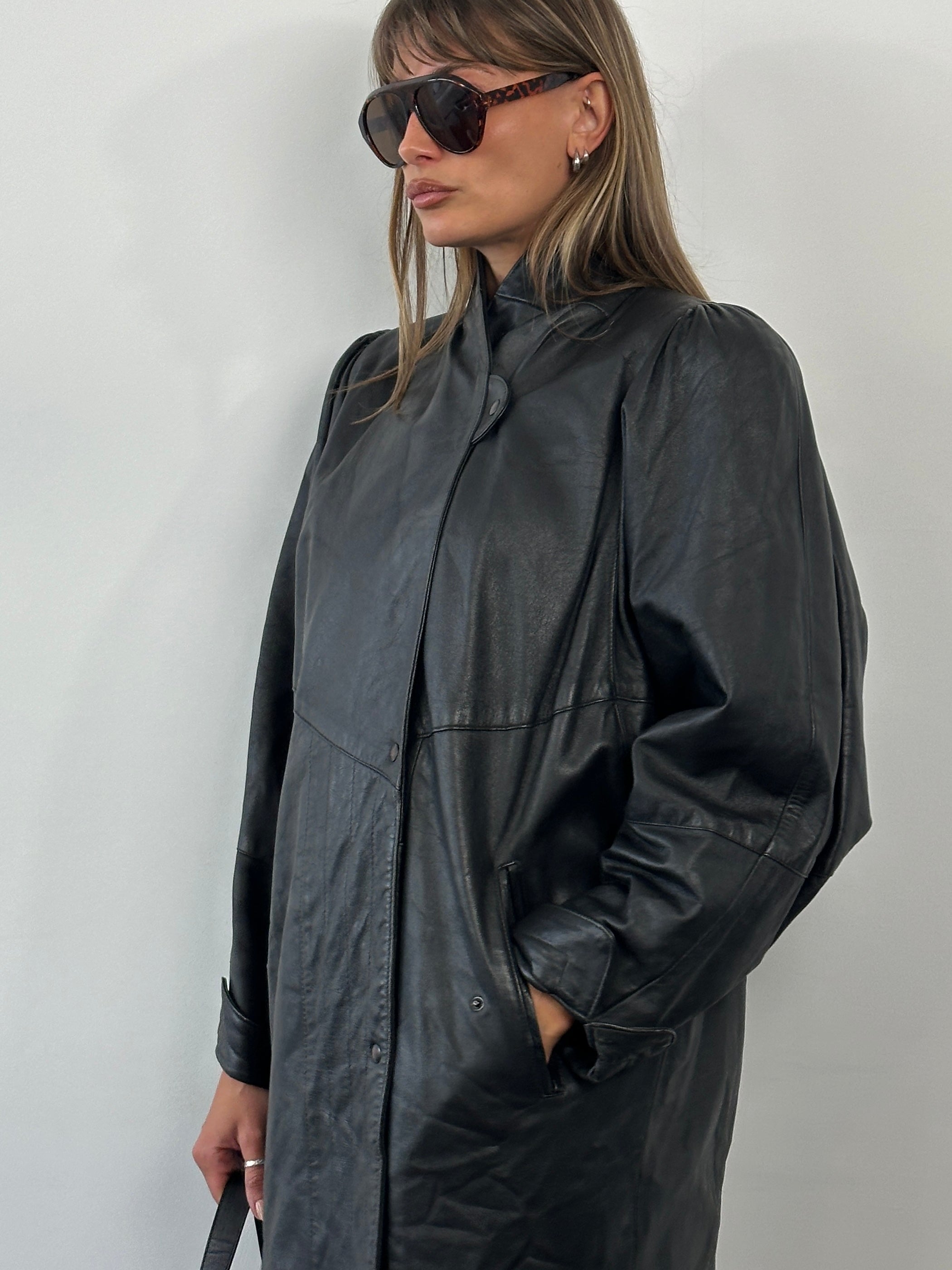 Vintage 1990s Leather Trench Coat - XL - SYLK
