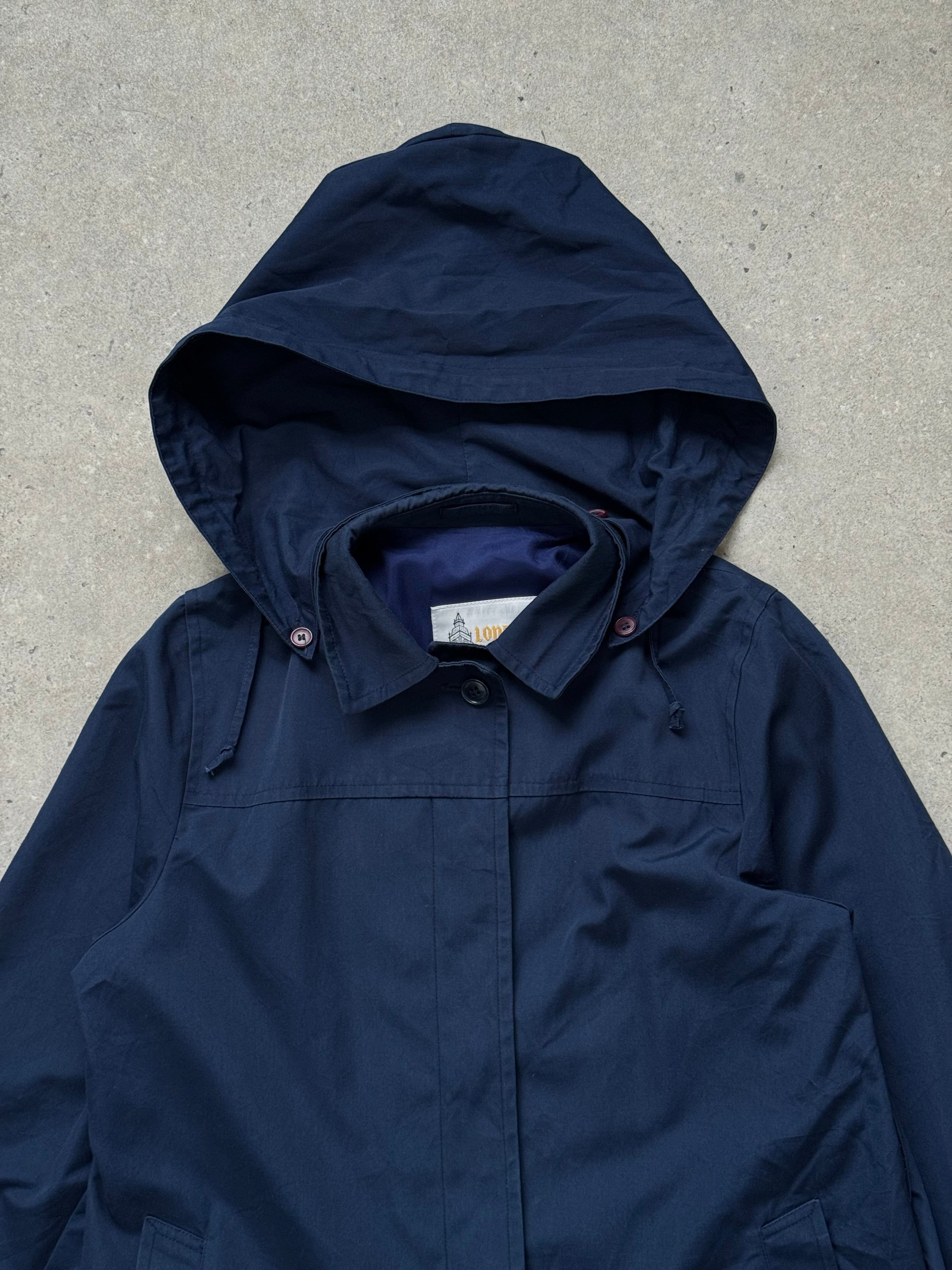 London Fog 1990s Concealed Placket Hooded Trench Trench - S