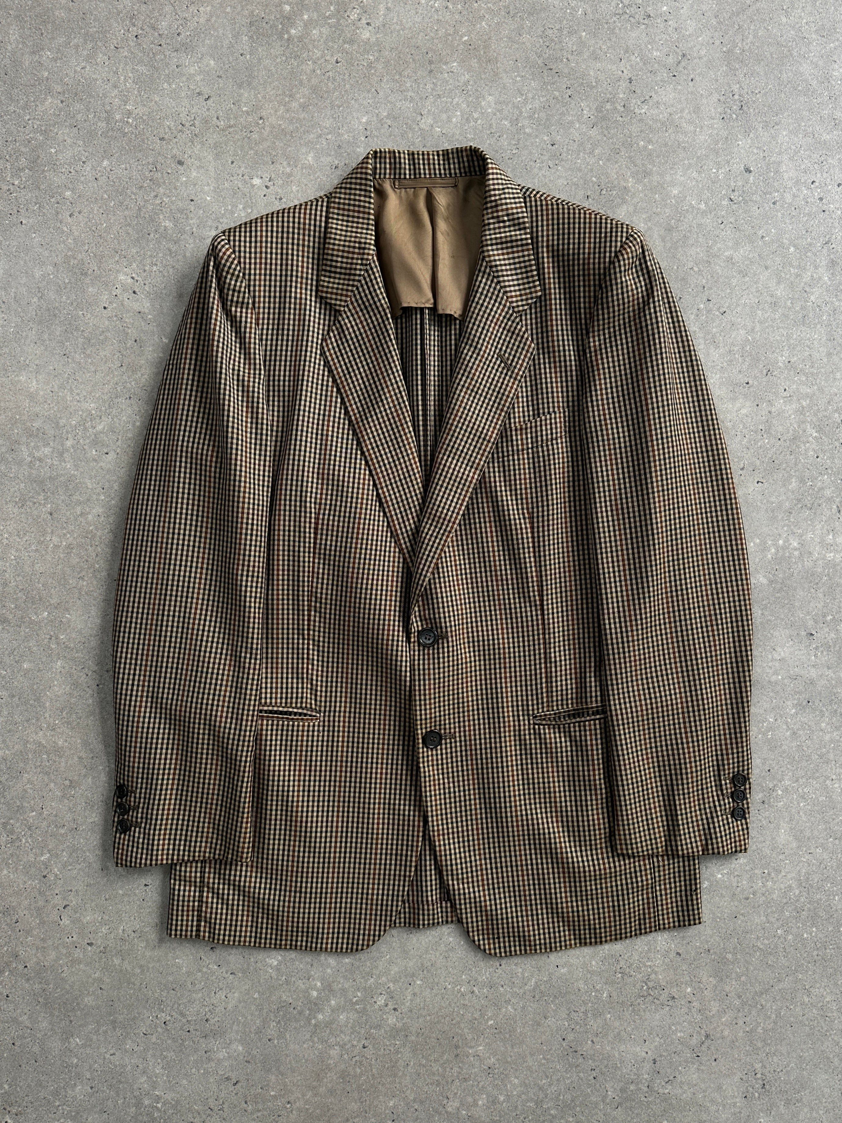 Pal Zileri x Loro Piana 1990s Tasmanian wool mini check blazer, men's size 36R/M, tailored fit with classic check pattern.
