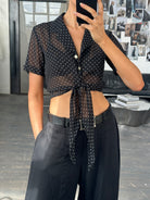Italian Vintage 2000s Polkadot Sheer Tie Top - S - SYLK