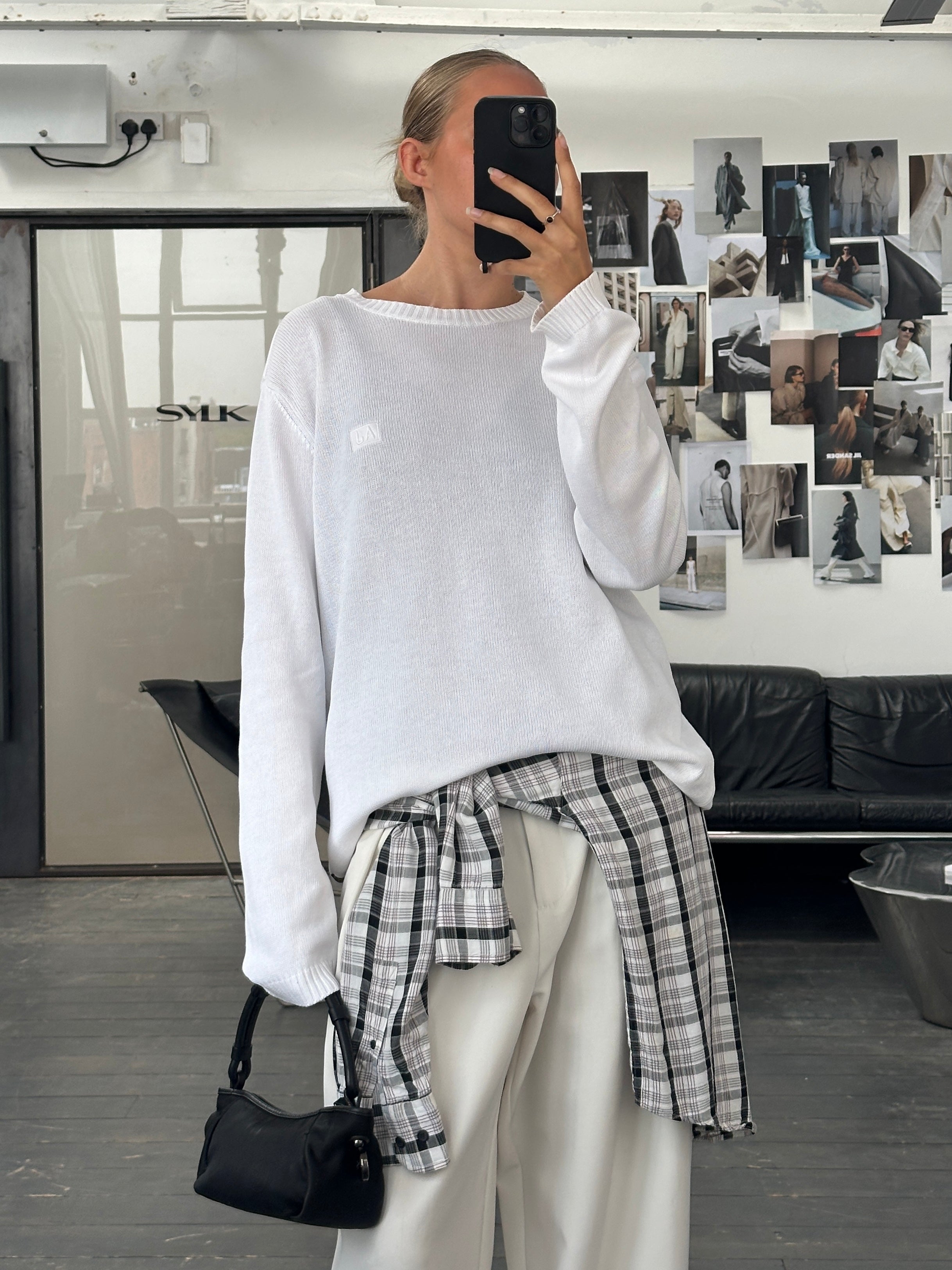 ARMANI JEANS 00s archive コットンニット セーター ☆アルマーニ ジーンズ フロント ダブルジップ ニット セーター