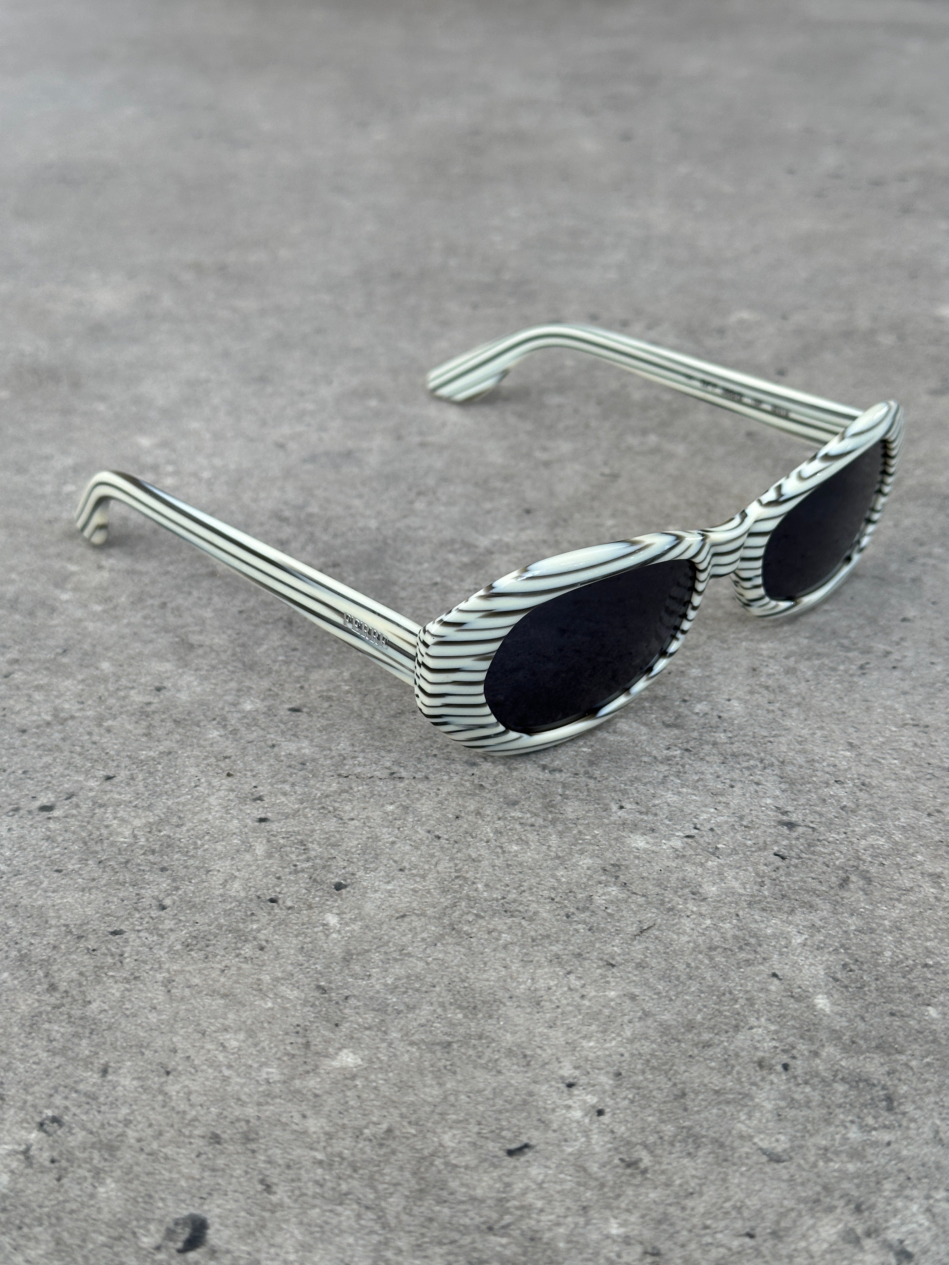Gianfranco Ferre 1990s Oval Stripe Sunglasses