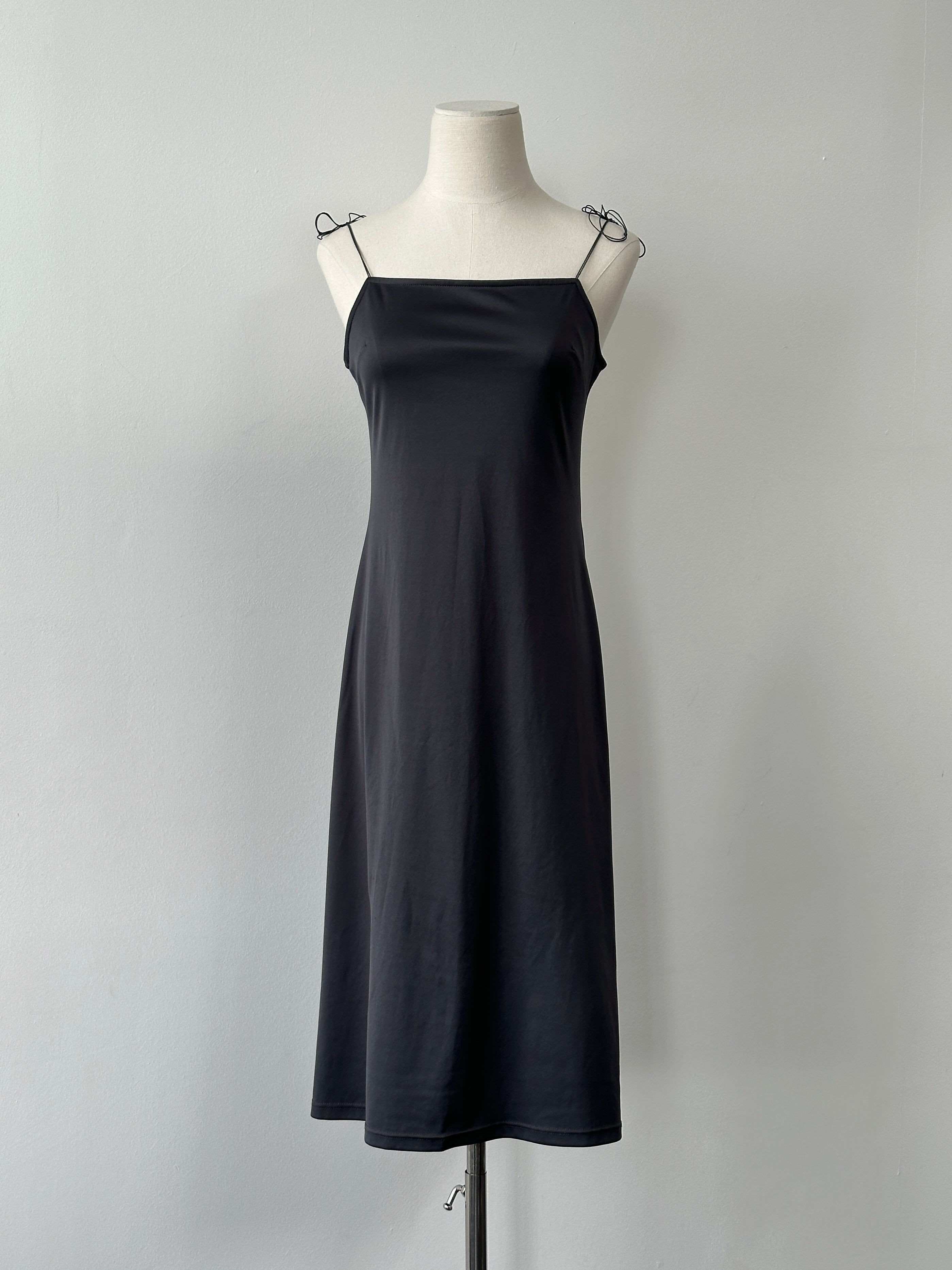 Vintage 1990s Square Neck Satin Midi Slip Dress - S
