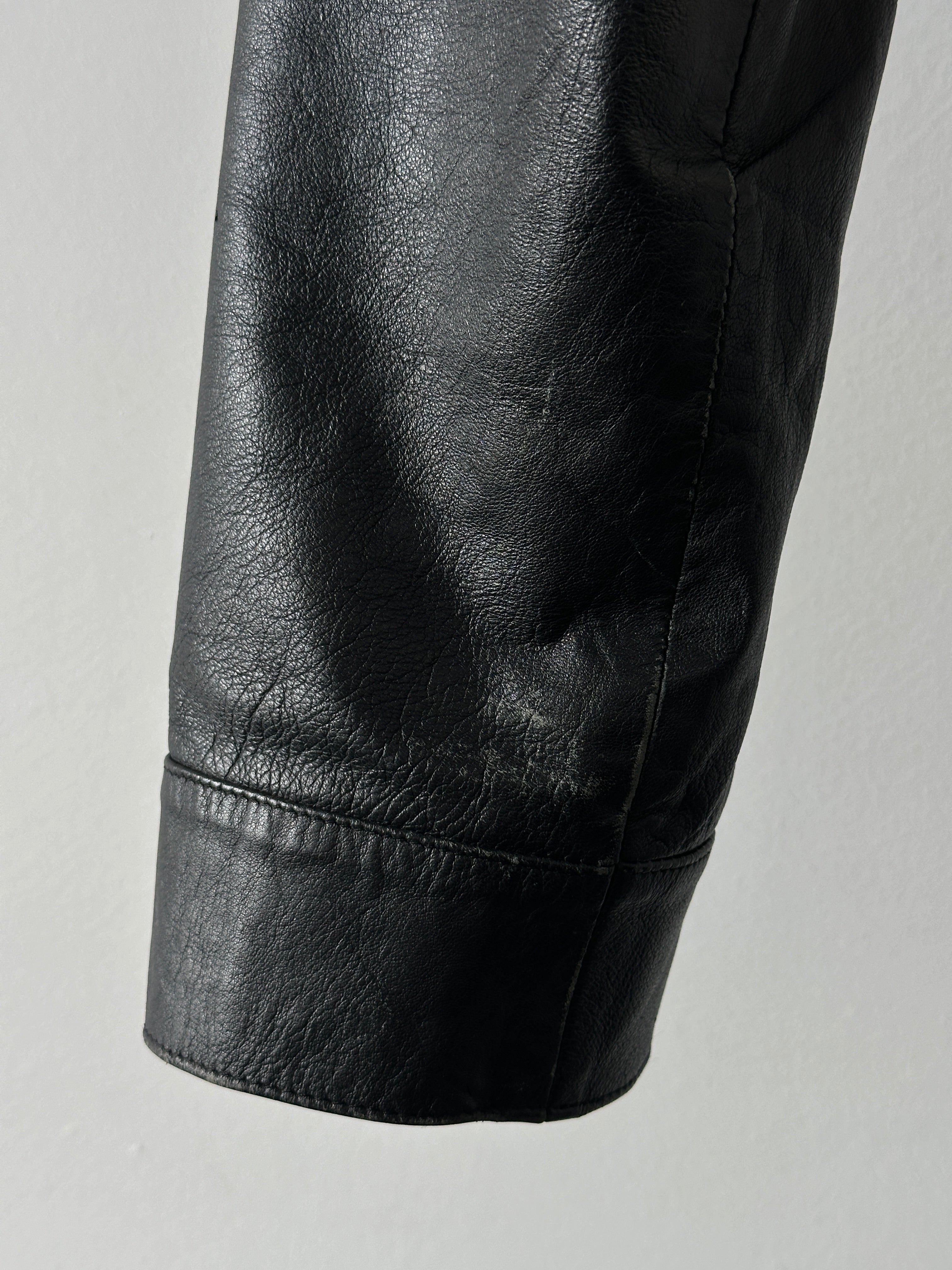 Vintage 1990s Cropped Leather Jacket - XL