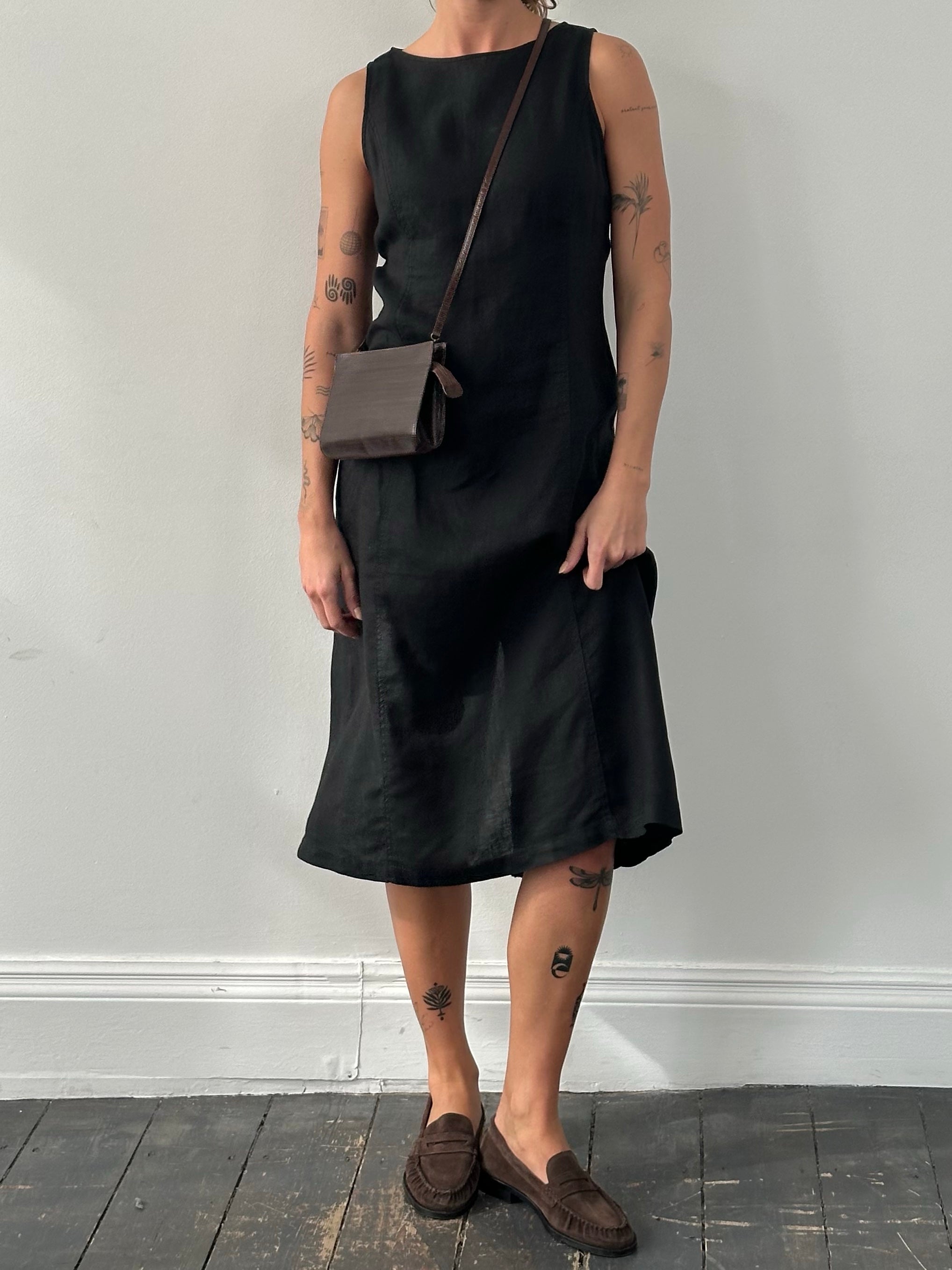 Armani Jeans 1990s Pure Linen Sleeveless Dress - M