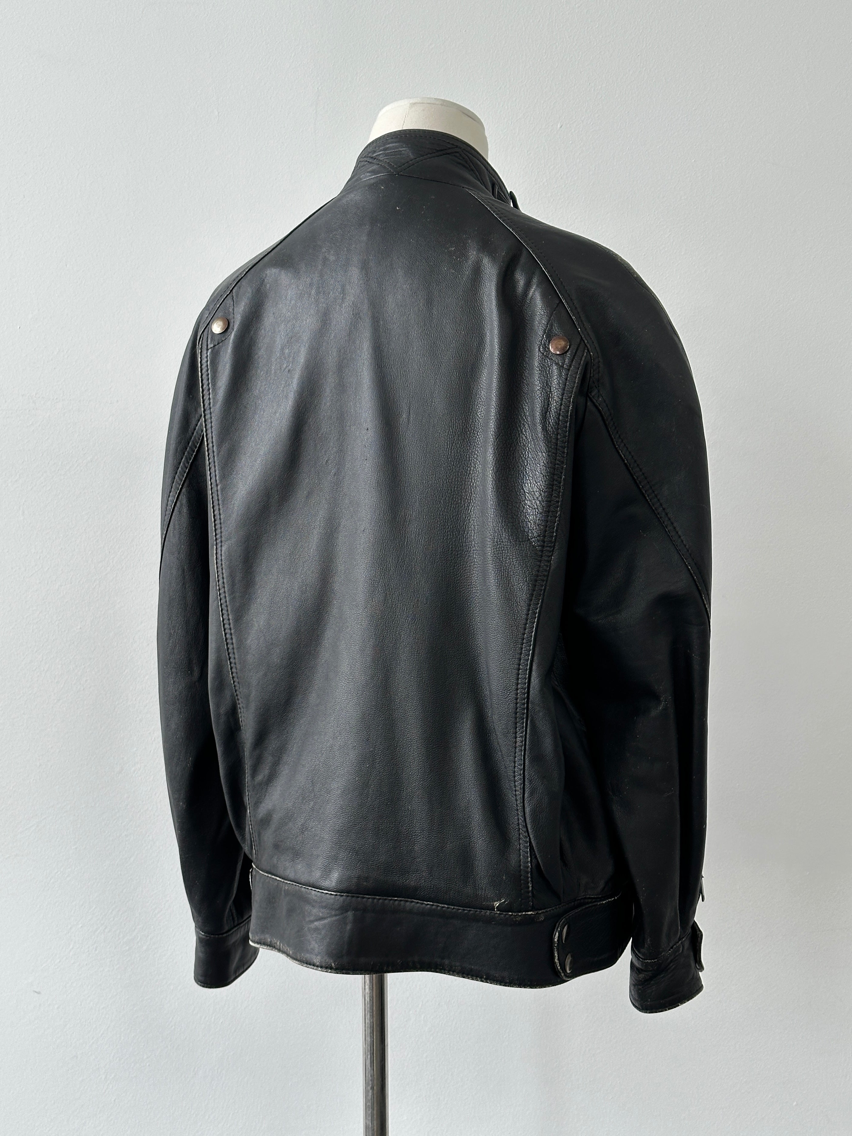 Vintage 1990s Double Breasted Leather Jacket - M