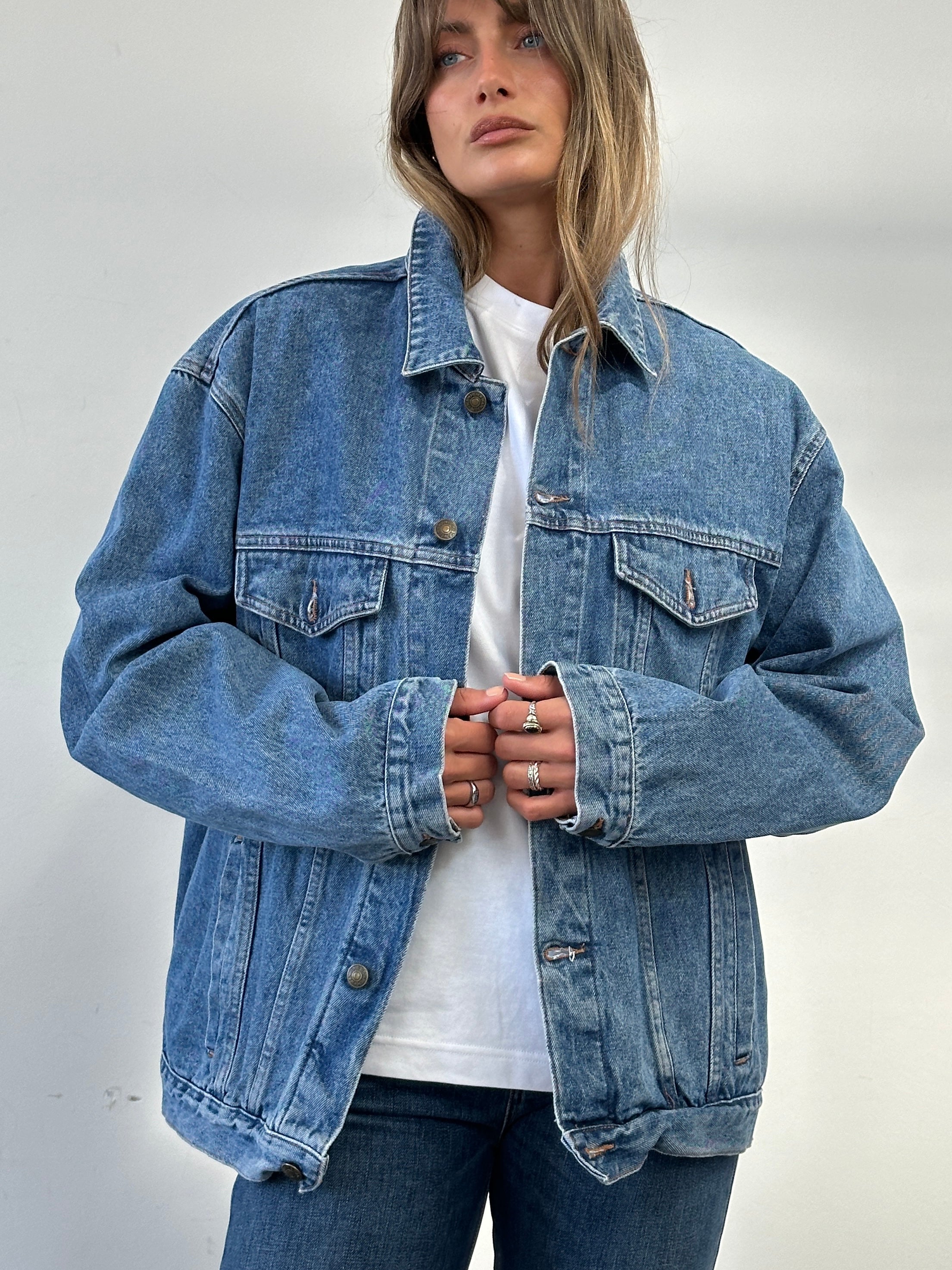 Vintage Oversized Pure Cotton Denim Jacket - XL - SYLK