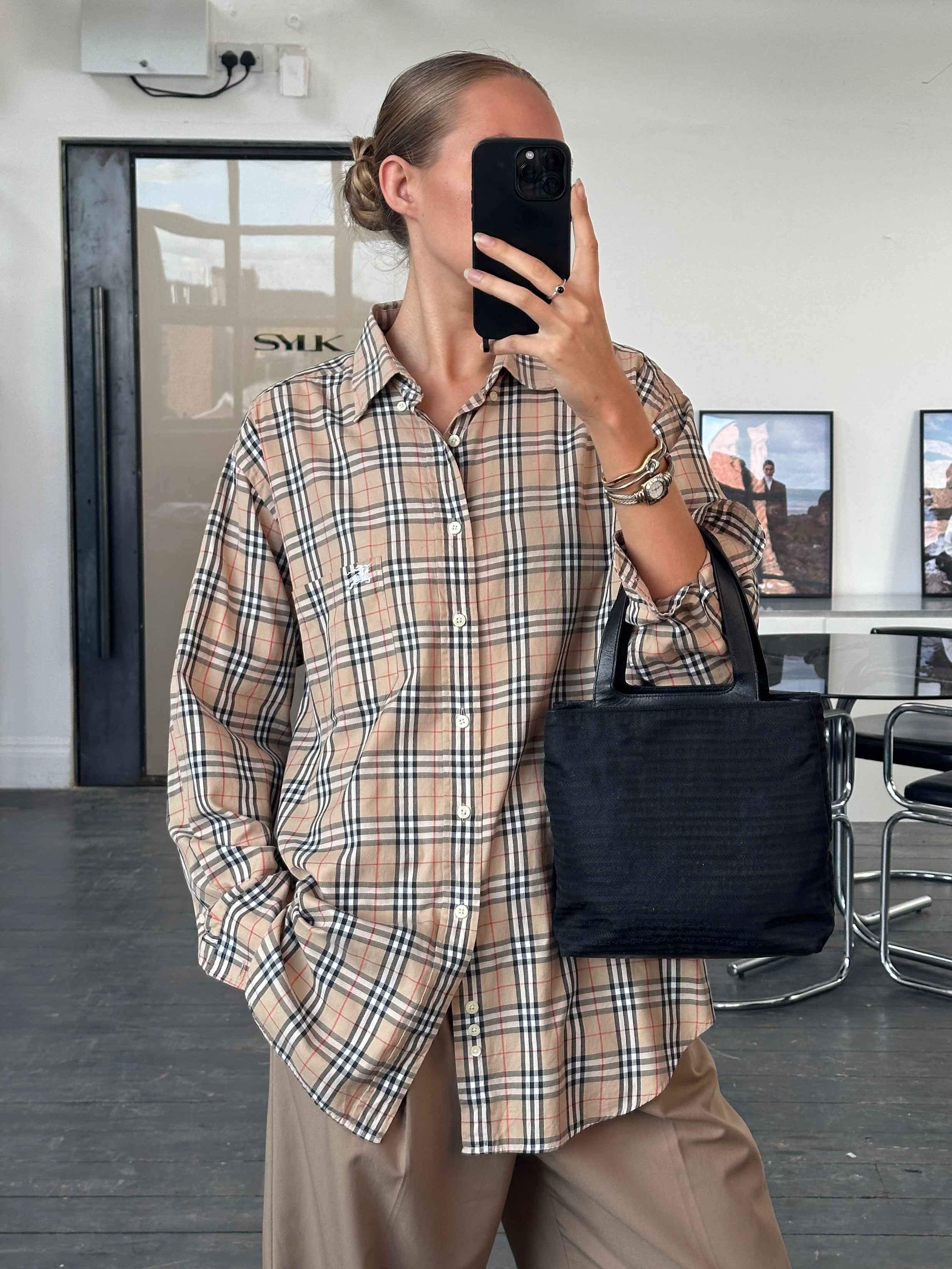 Burberry 1990s Archive Nova Check cotton shirt in XL, featuring classic plaid pattern and button-down collar.