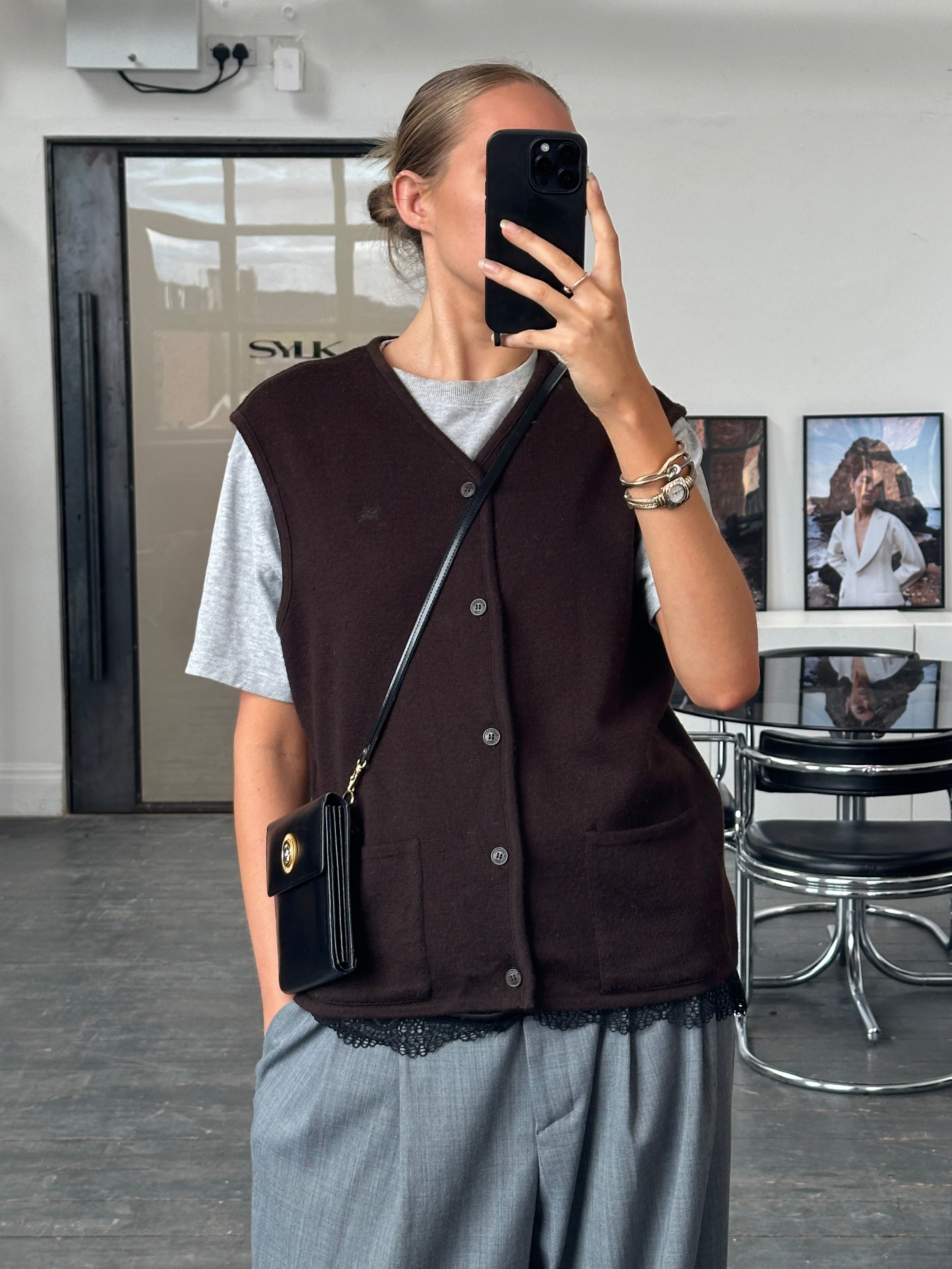 Burberry 1990s Merino Wool Logo Sleeveless Waistcoat - M - SYLK