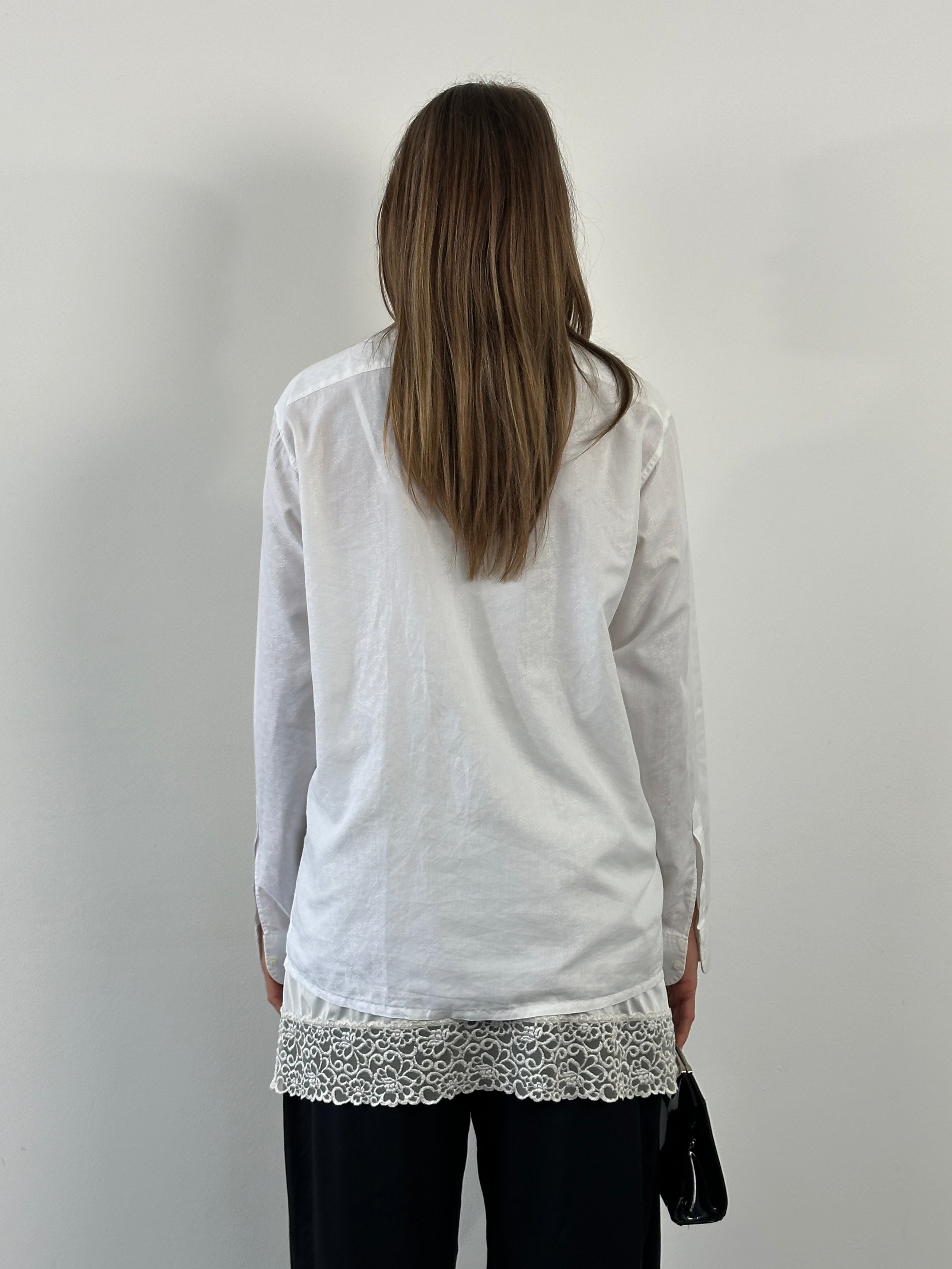 Christian Dior Monsieur Paris 1990s cotton textured logo shirt, M/L size, showing the front view with Dior logo details.