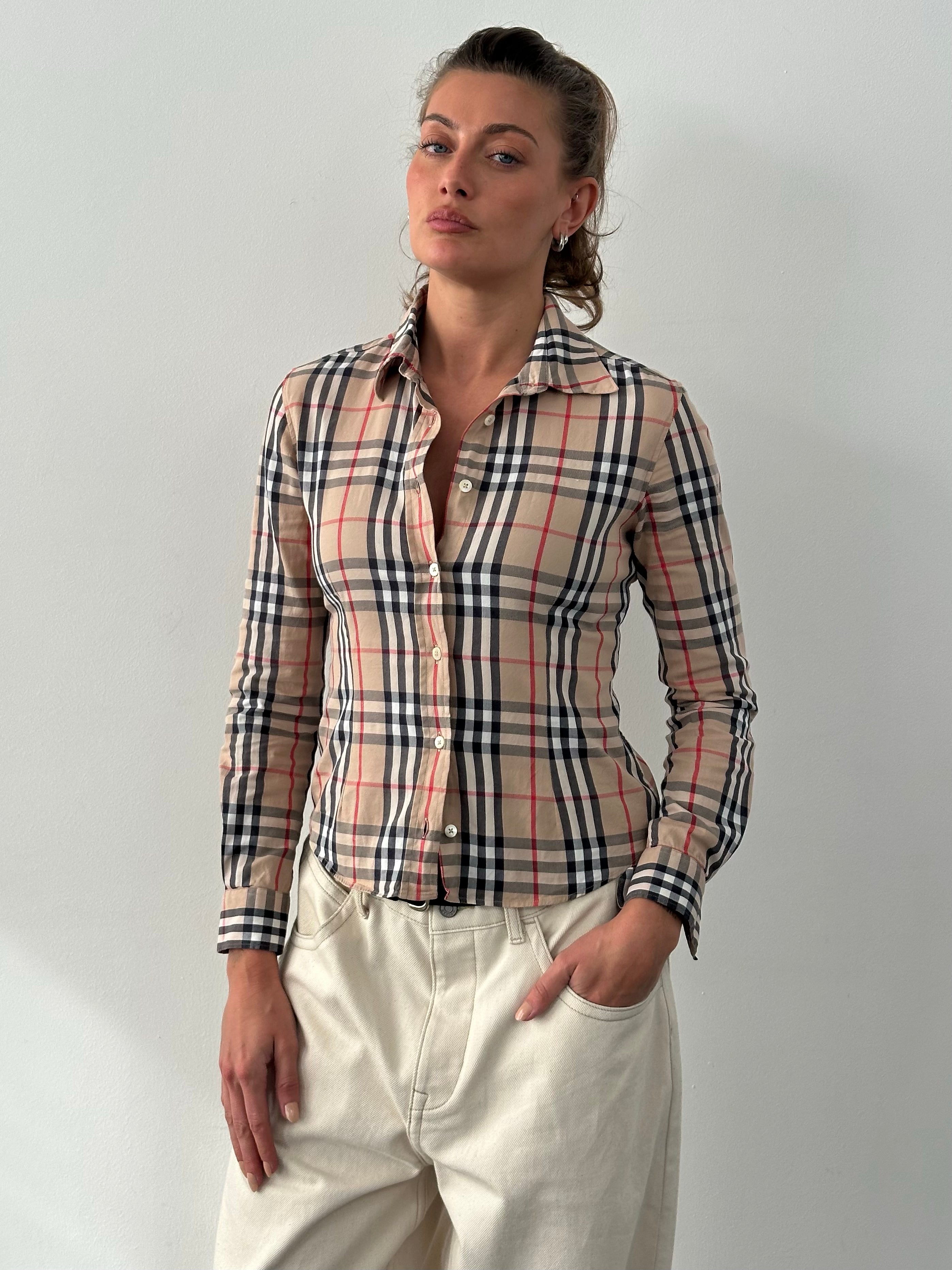 Burberry London 2000s Cotton House Check Shirt - XS/S