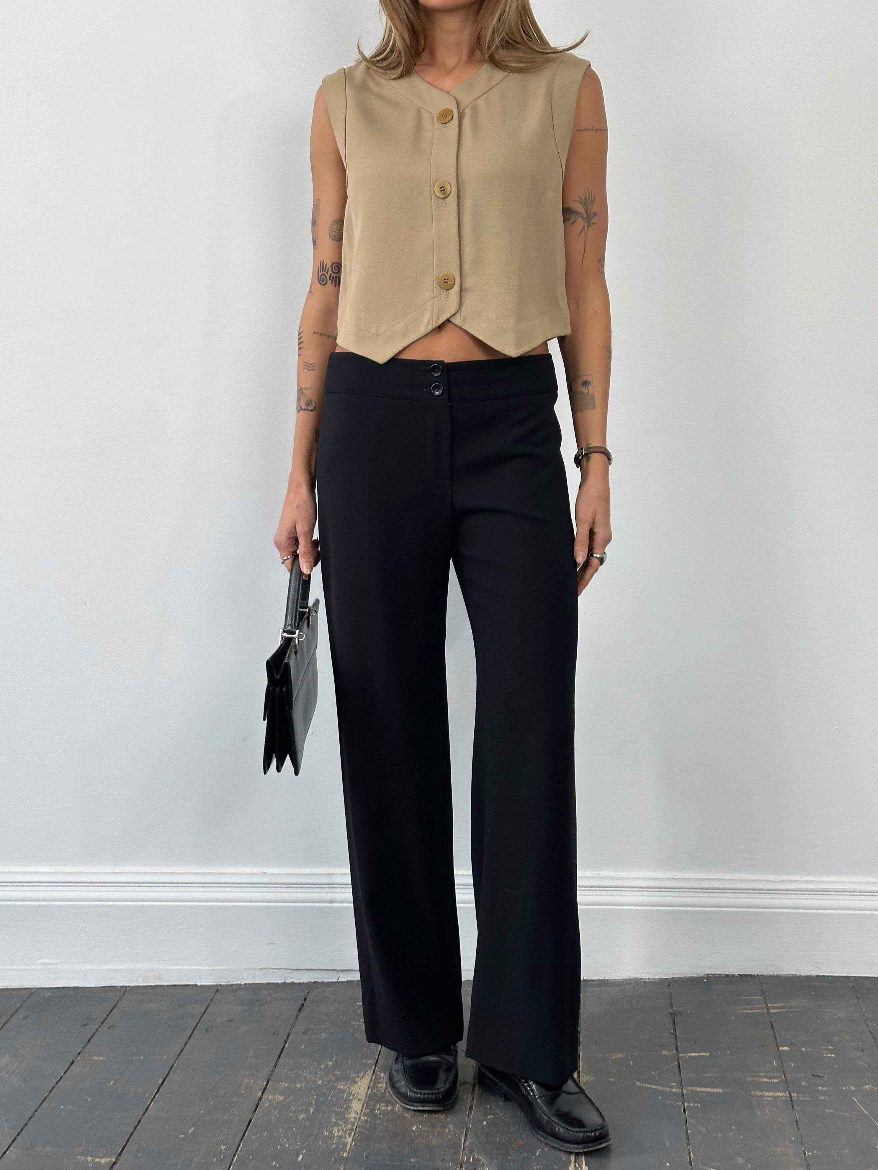 Armani Collezioni 1990s Wool Wide Leg Trouser - W30