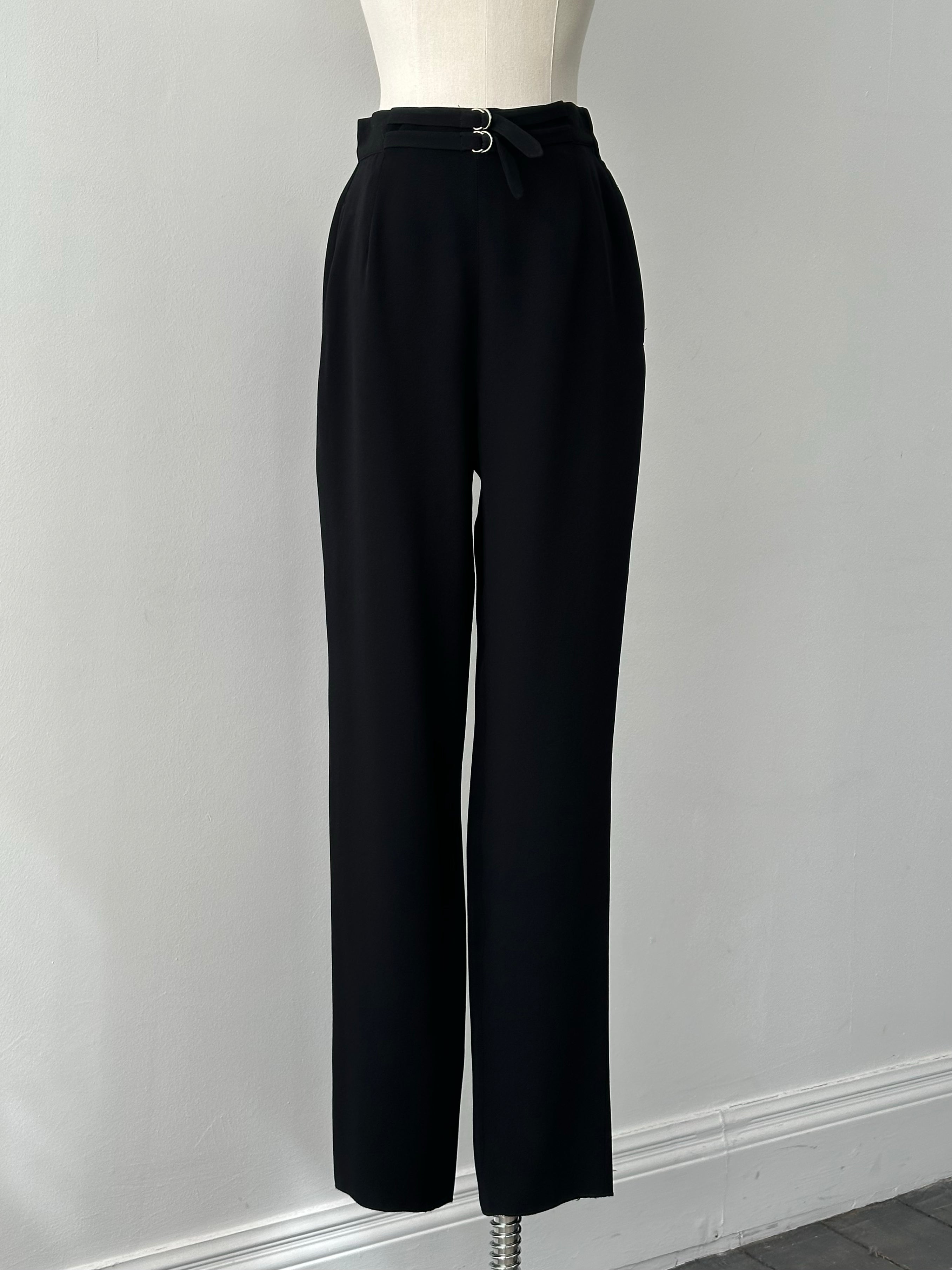 Mani 1990s Double Belt High Waist Tapered Trousers - W26