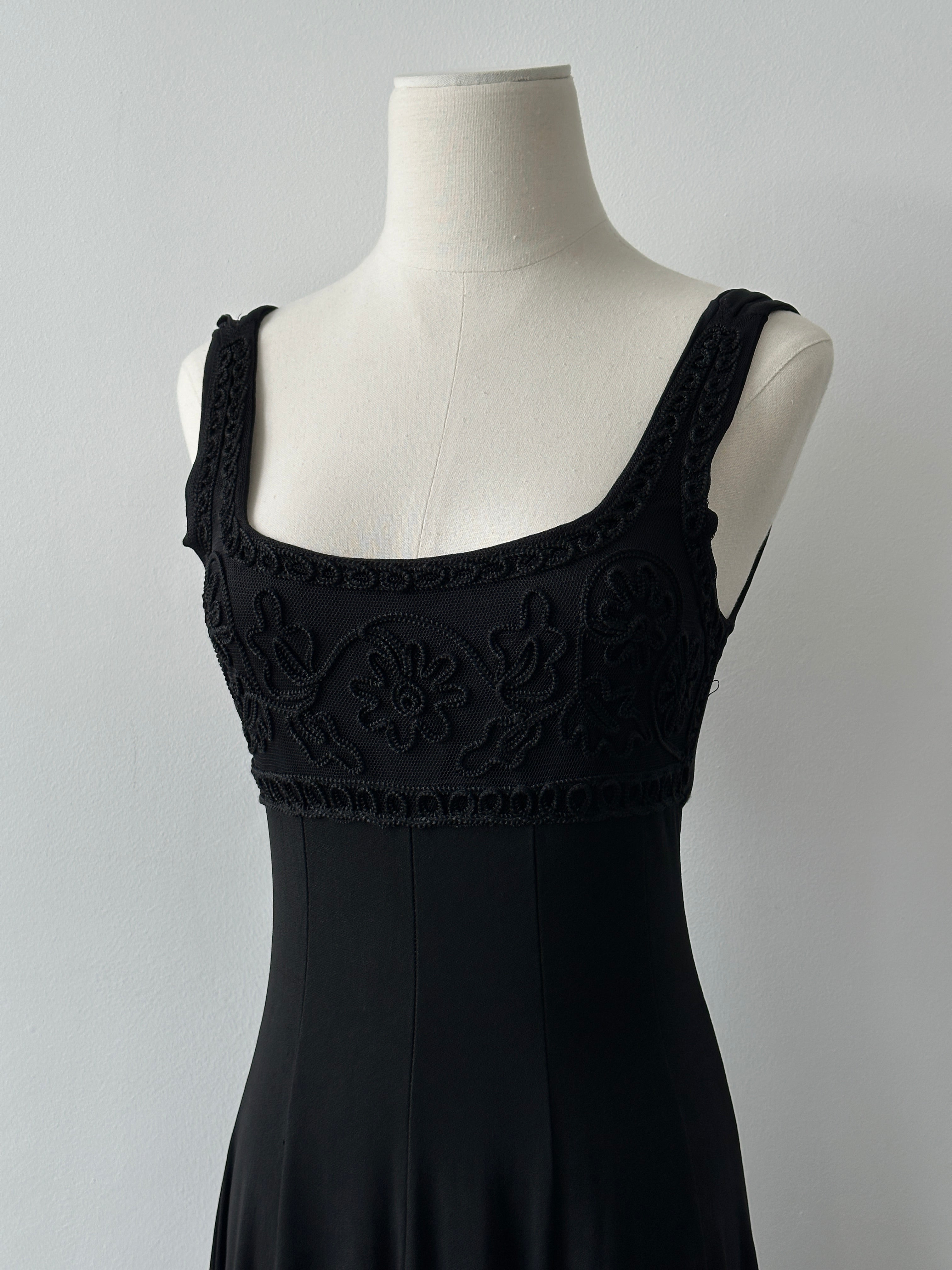 Vintage 1990s Corset Back Floor Length Dress - S-M