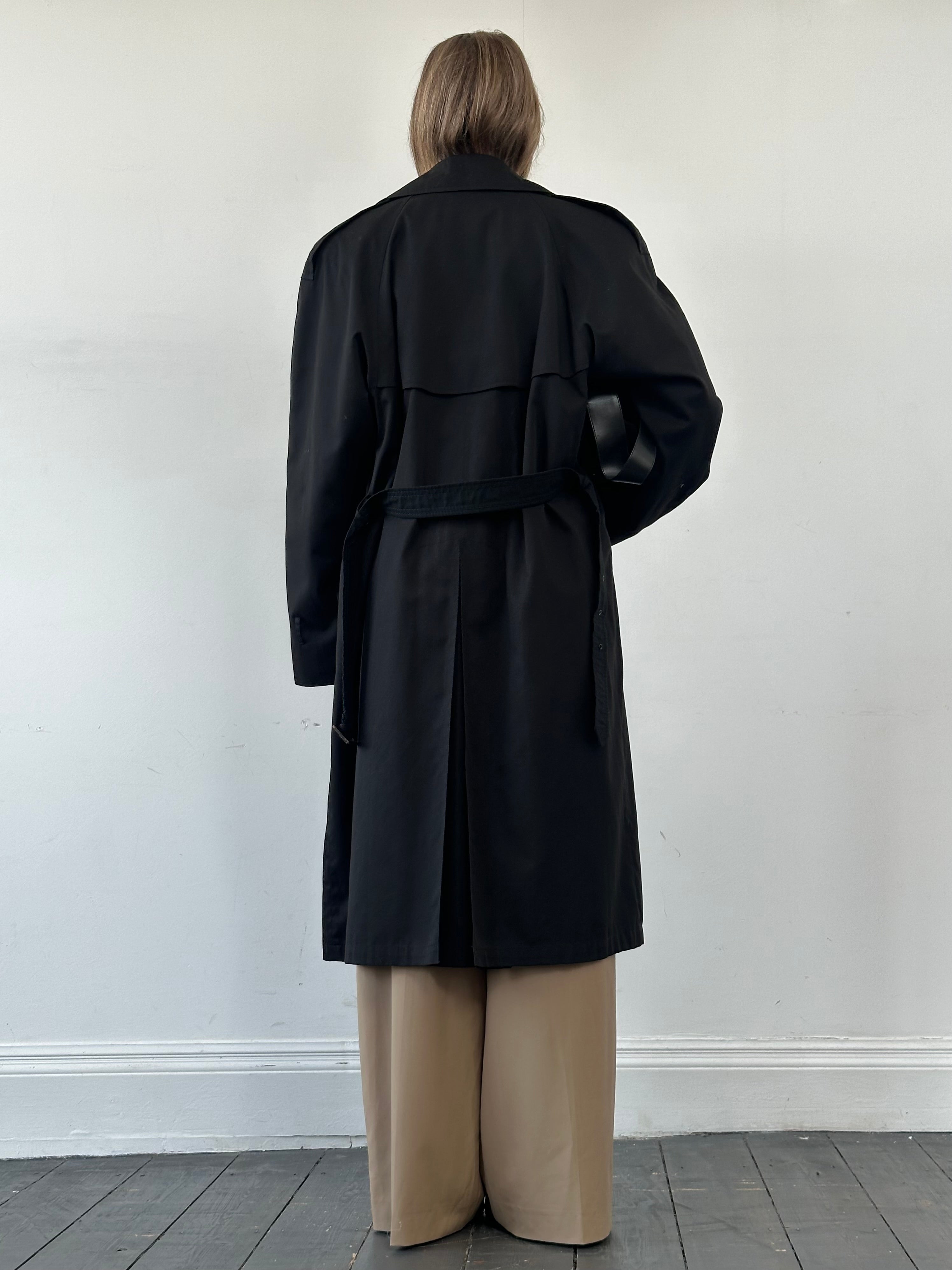 Yves Saint Laurent Pour Homme cotton belted trench coat in XXL, showcasing a classic beige design with a waist belt and double-breasted style.