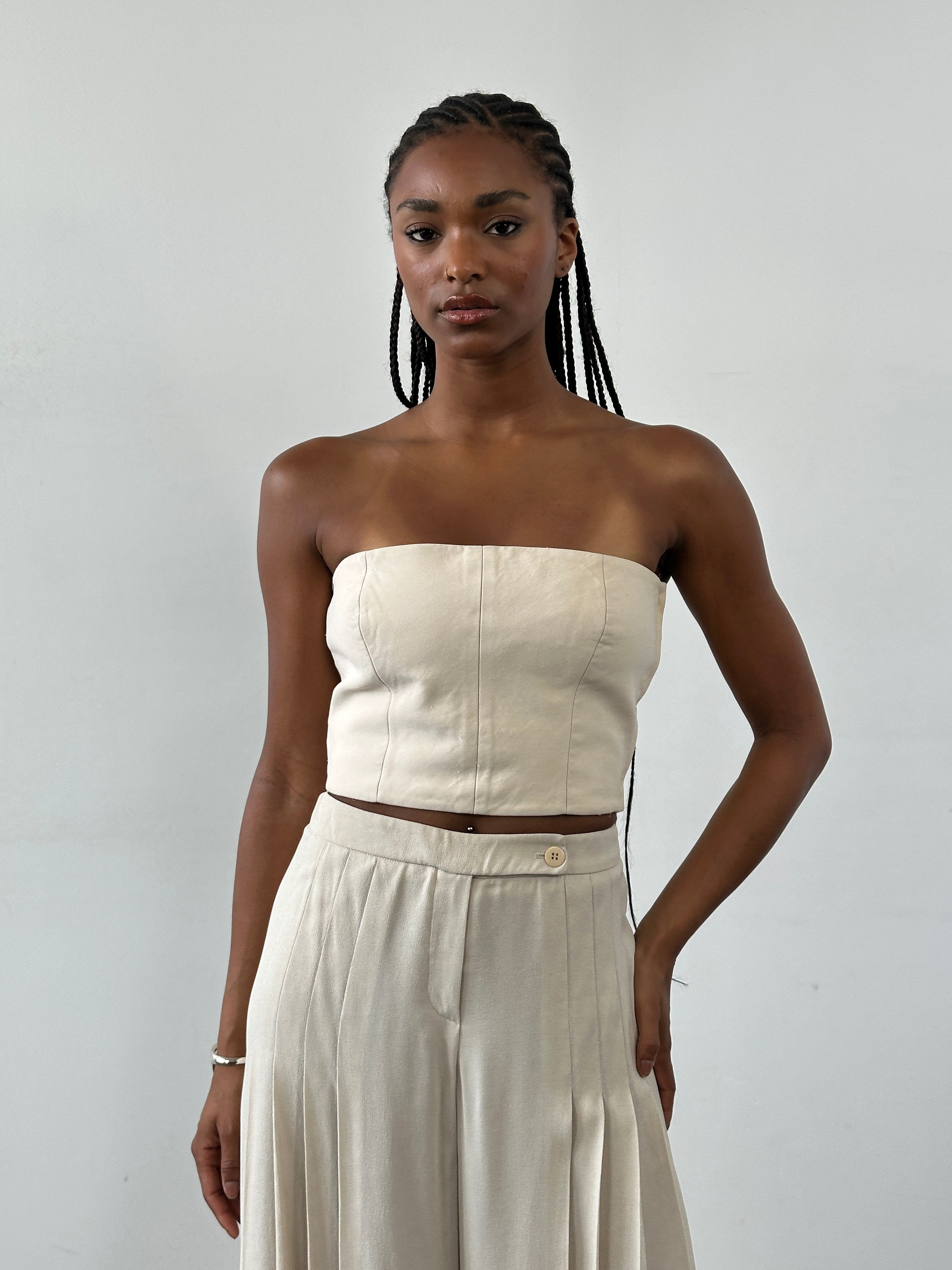 Giorgio Armani 1990s Silk Strapless Bustier Top - S/M - SYLK