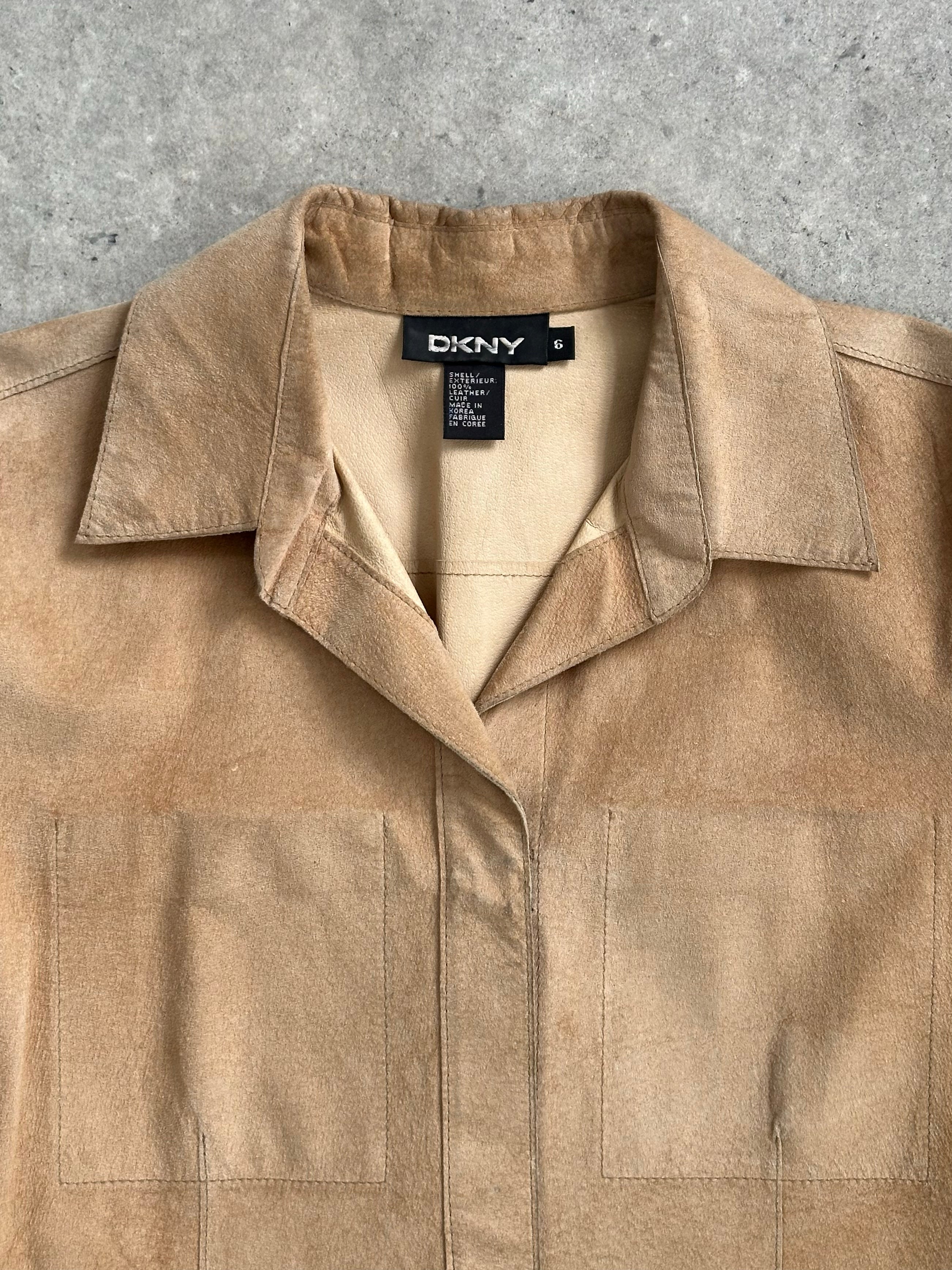 DKNY 2000s Concealed Placket Suede Shirt - XS