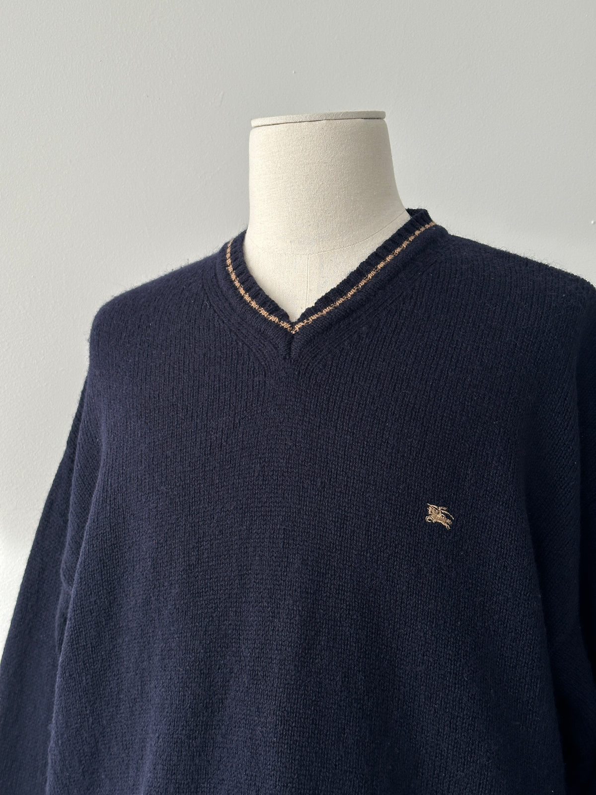 Burberry 1990s Pure Wool V Neck Jumper - XL