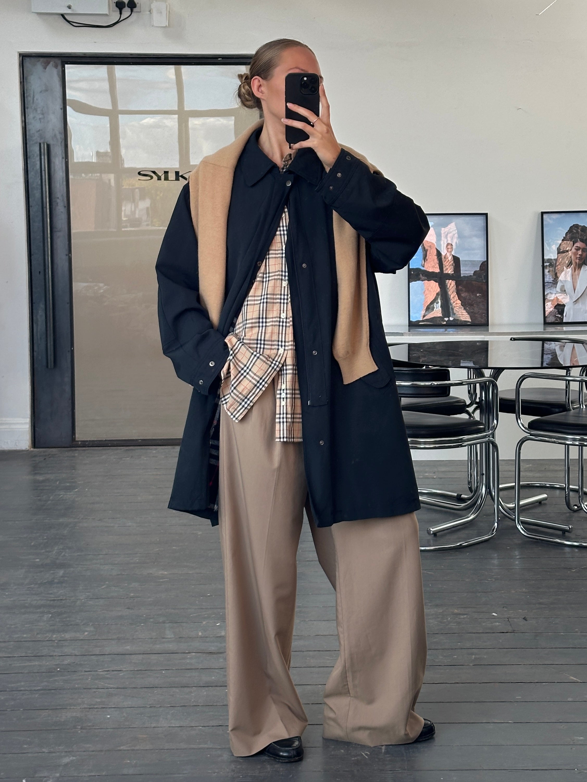 Burberry London 1990s waterproof Nova Check trench coat in XL/XXL, featuring classic check pattern and belted waist.