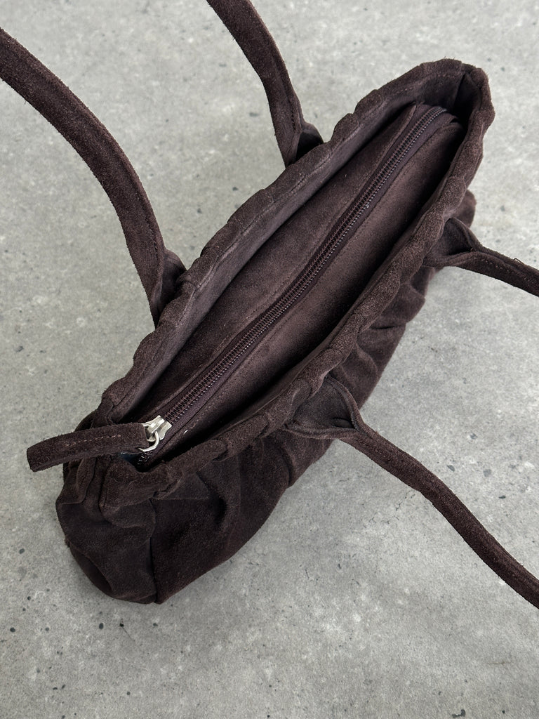 Abro Italian Suede Leather Ruched Shoulder Bag - SYLK