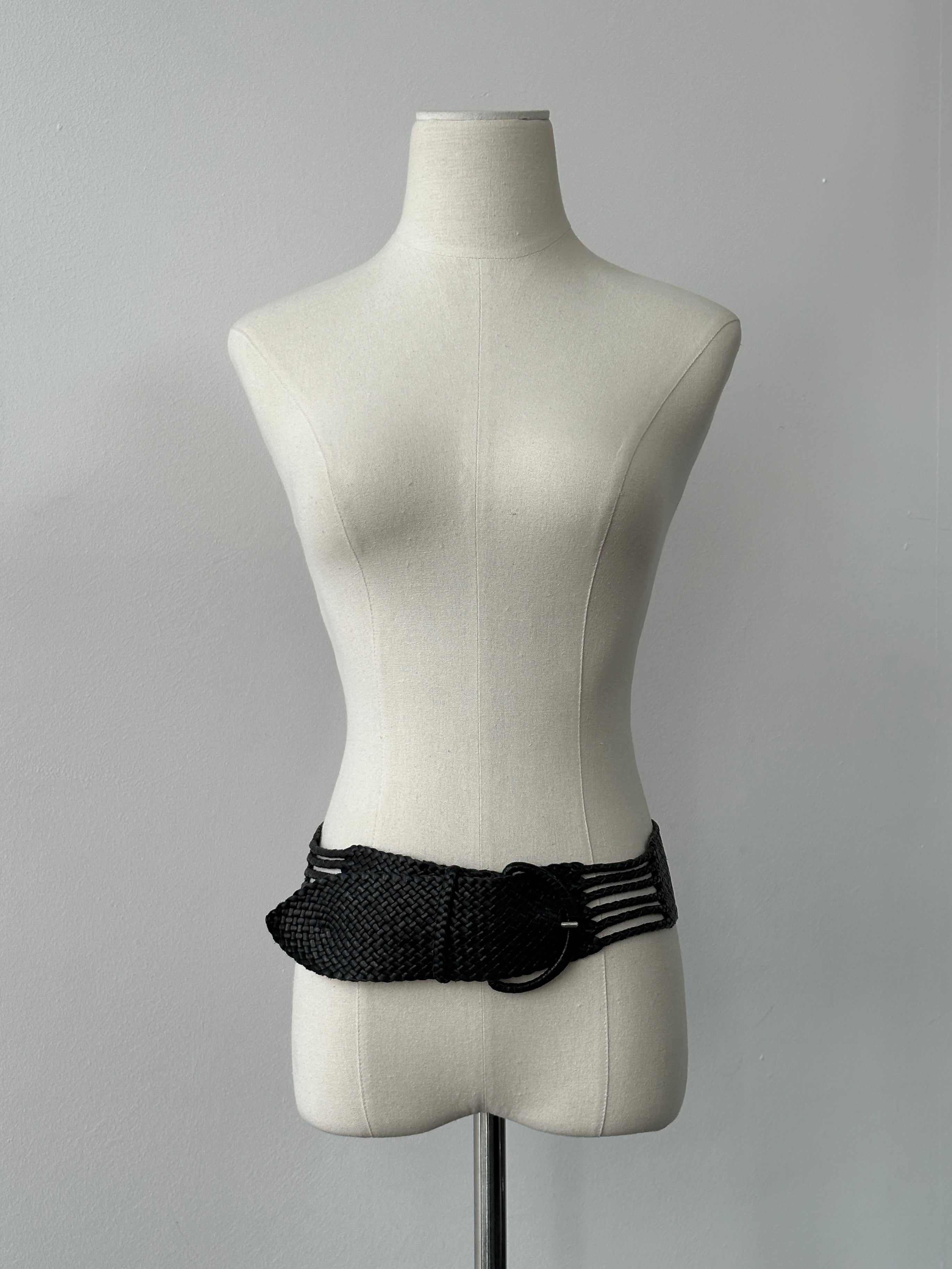 Nicole Farhi 1990s Woven Leather Chunky Belt - One size