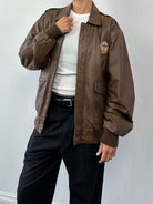 Vintage Embroidery Aviator Leather Bomber Jacket - M/L - SYLK