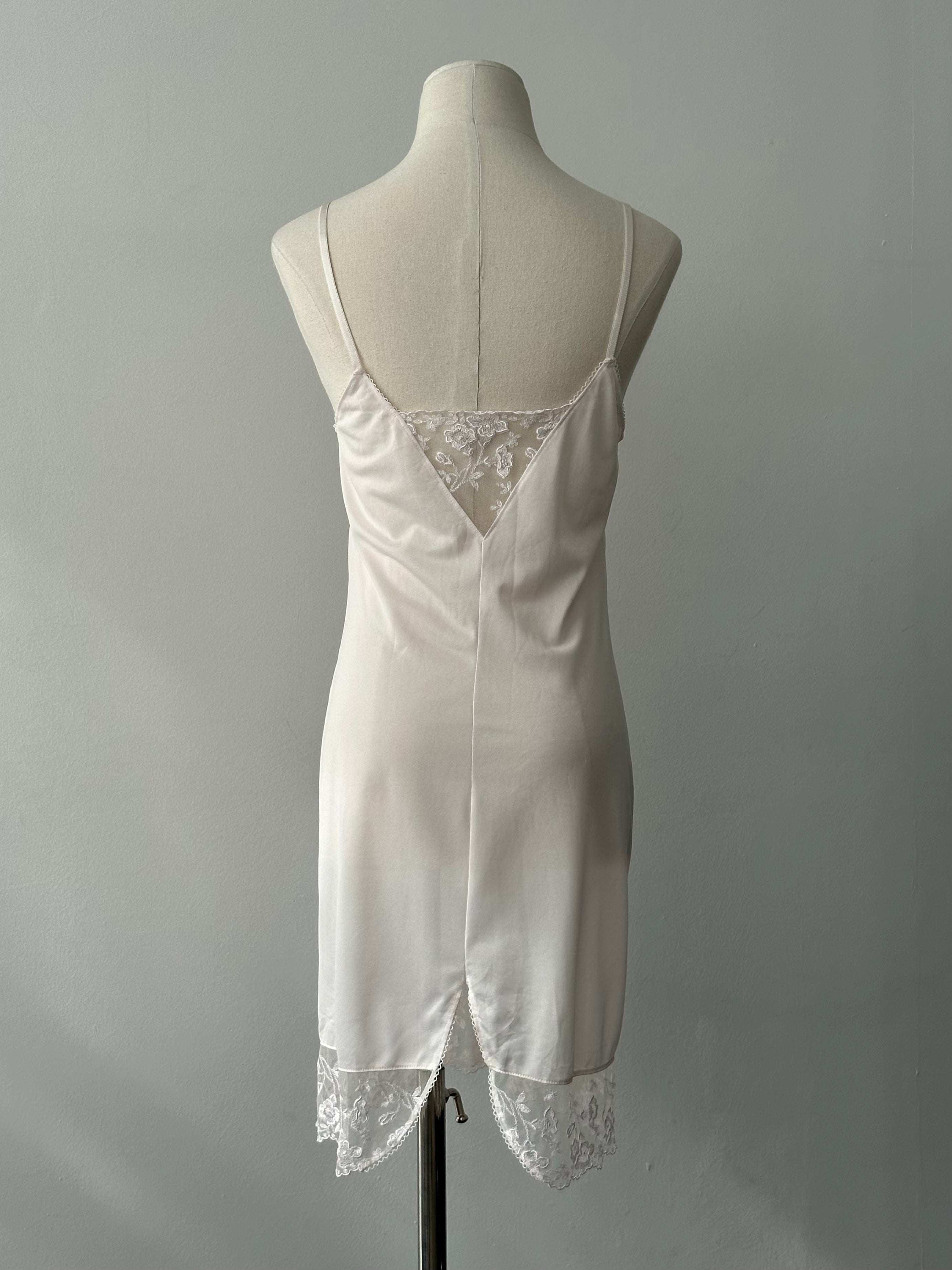Vintage 1990s V Neck Lace Slip Dress - S-M