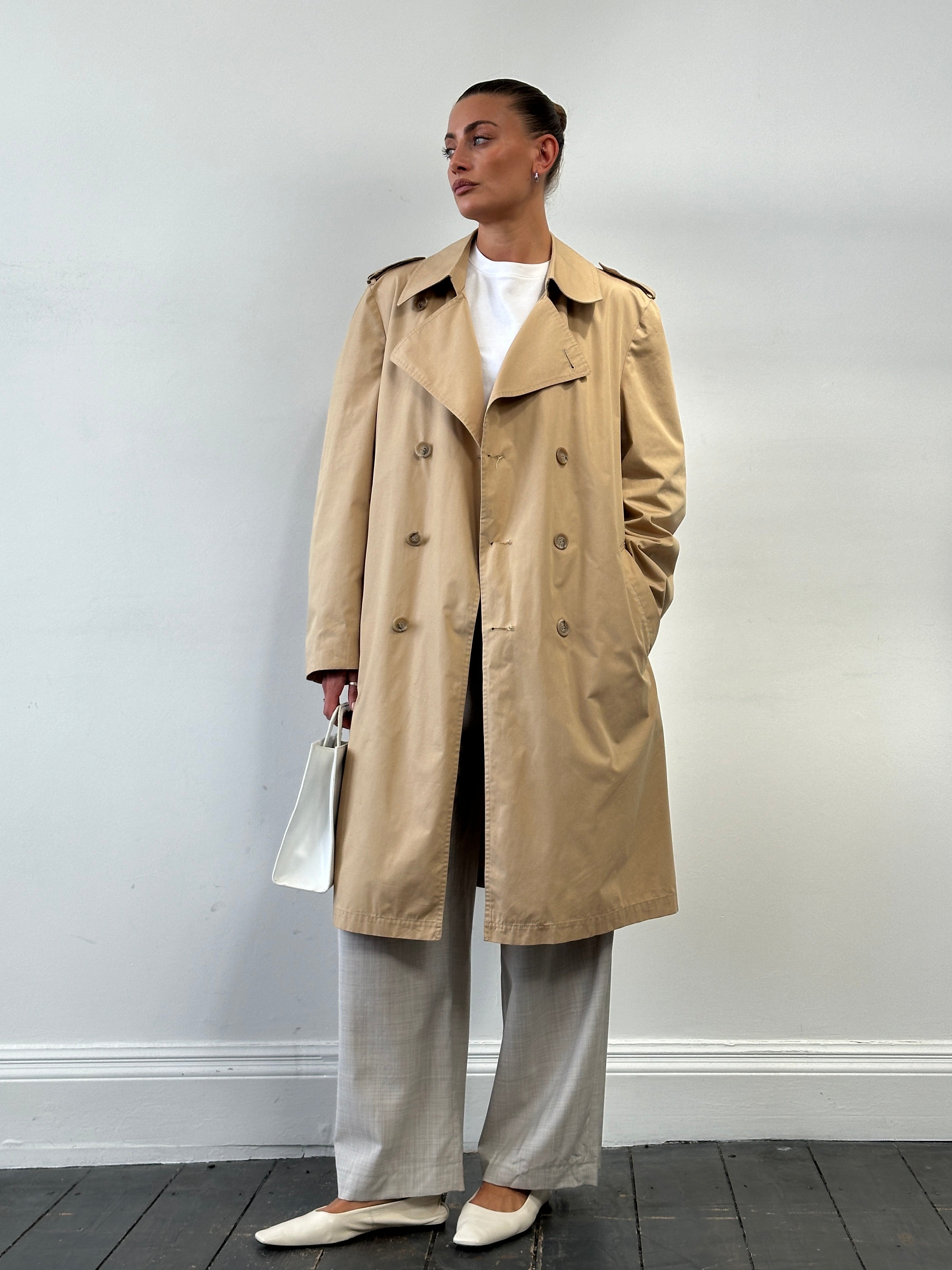 Christian Dior Paris Cotton Double Breasted Trench Coat - L - SYLK