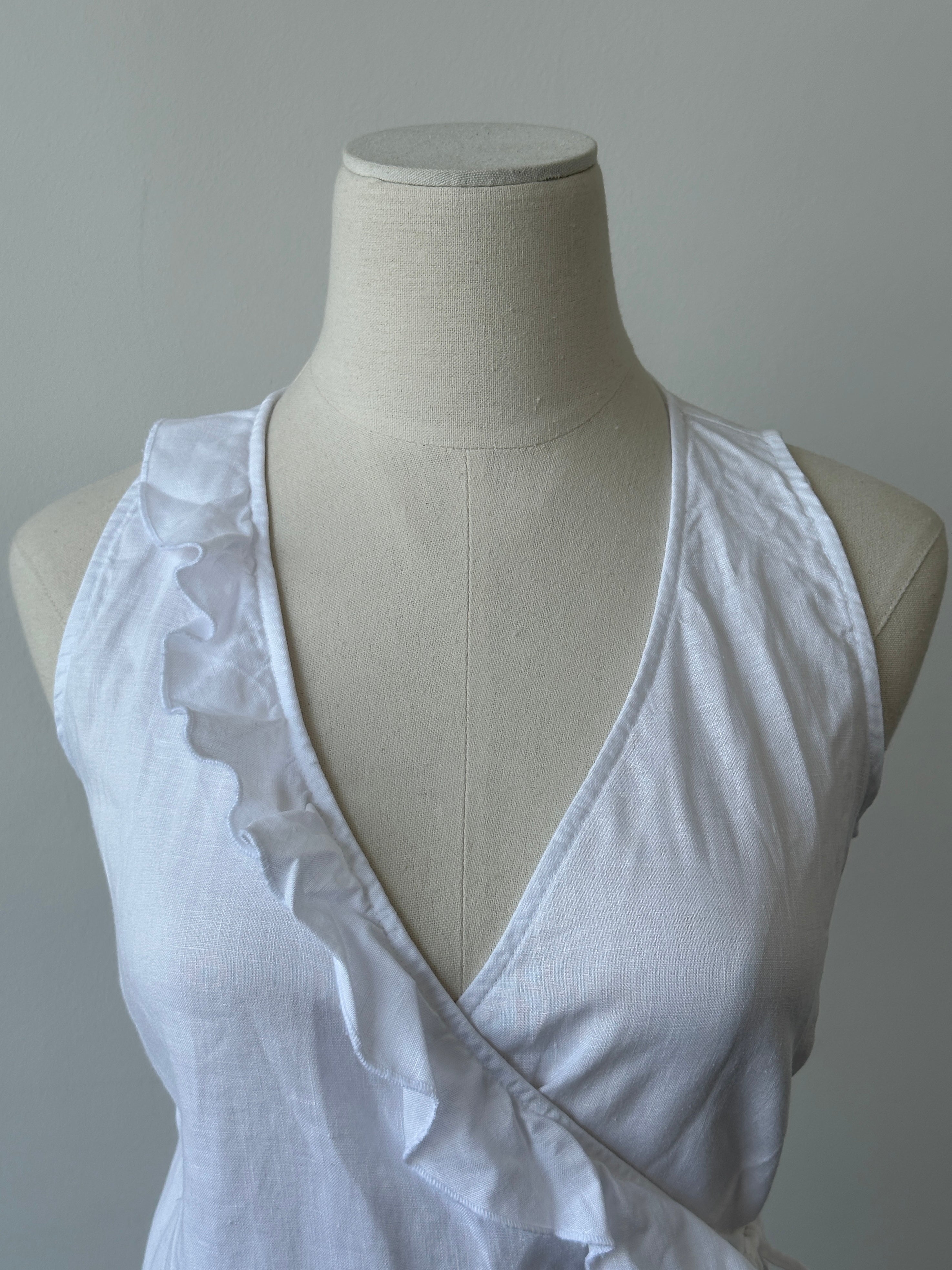 Vintage 2000s Pure Linen Wrap Top - xs