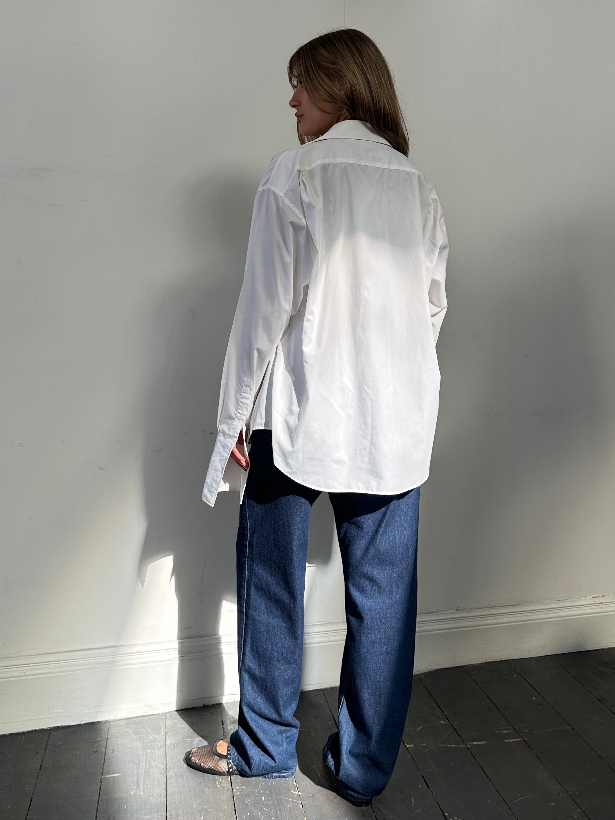 Yves Saint Laurent Pour Homme cotton logo dress shirt in XL, white with classic collar and Yves Saint Laurent branding.
