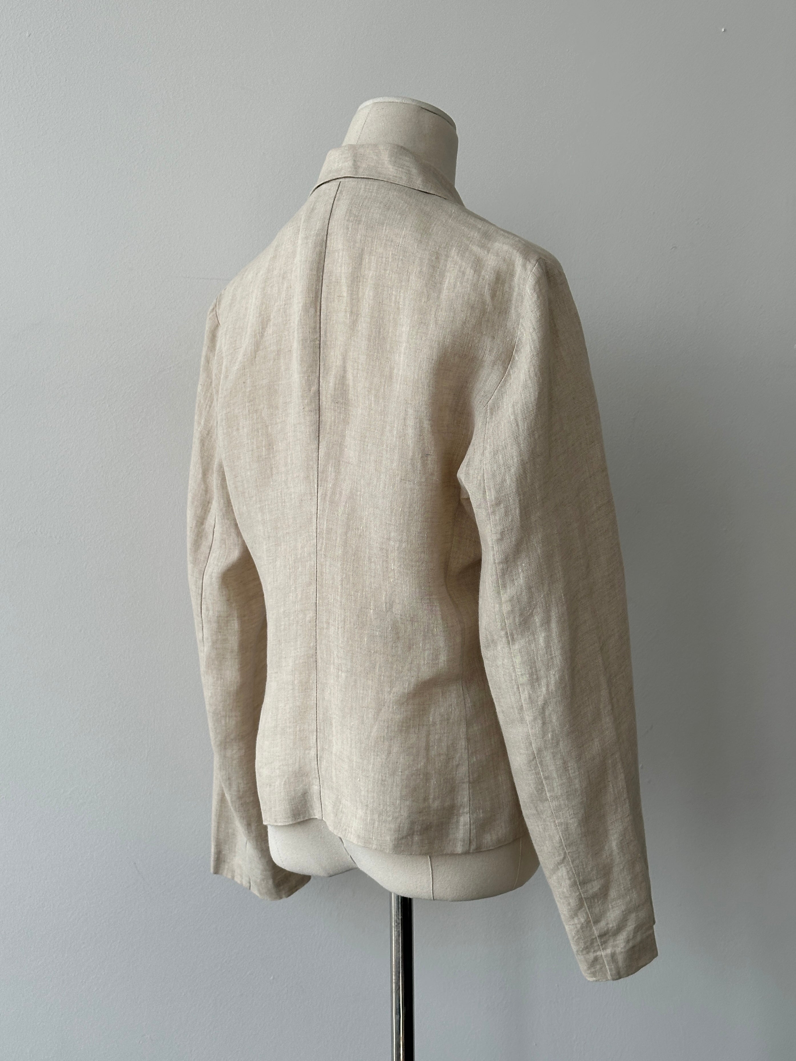 Italian Vintage 1990s Pure Linen Tie Front Jacket - M