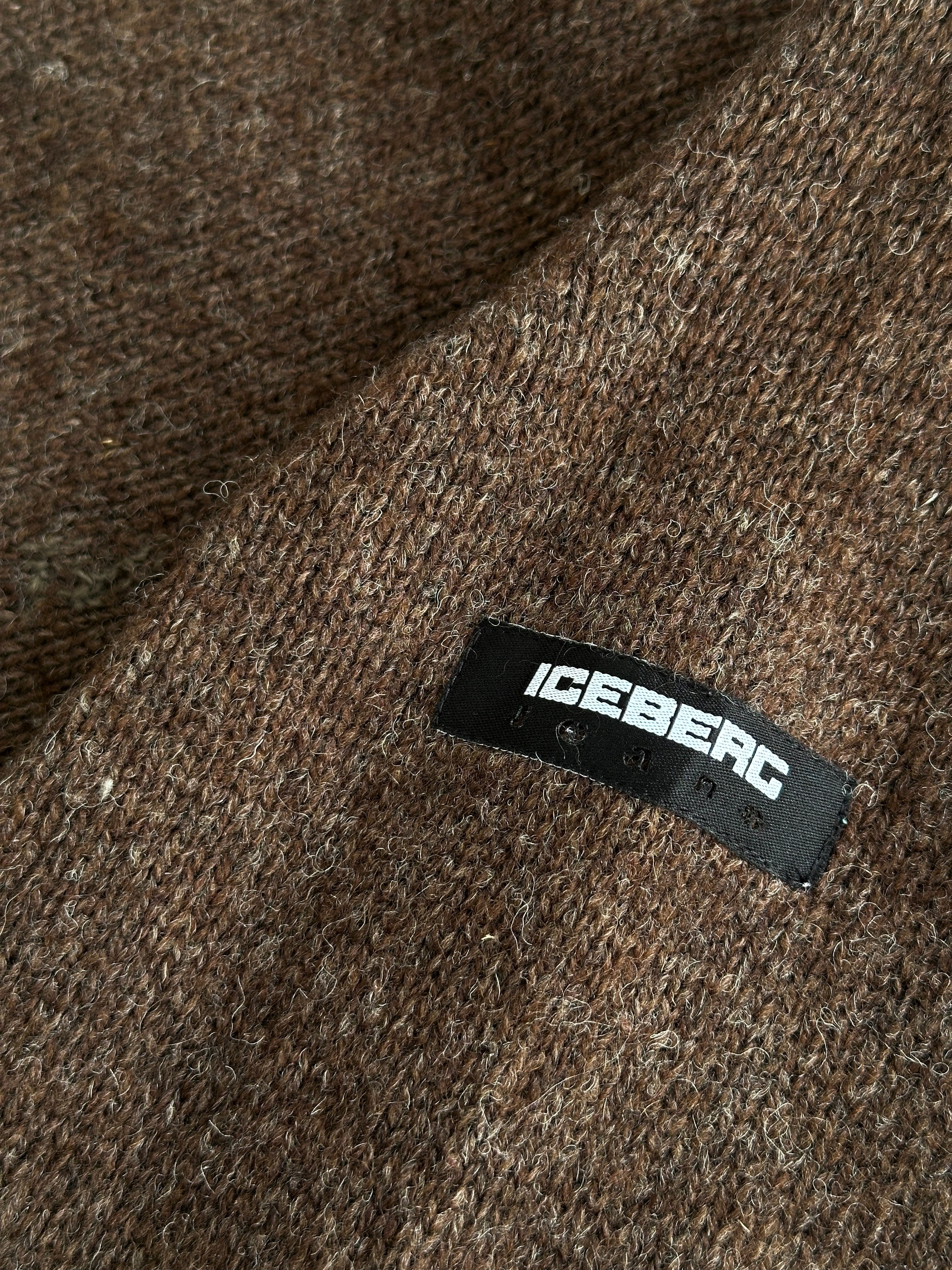 Iceberg Pure Wool V Neck Jumper in XL, showing the soft wool fabric and classic V-neck design on a neutral background.