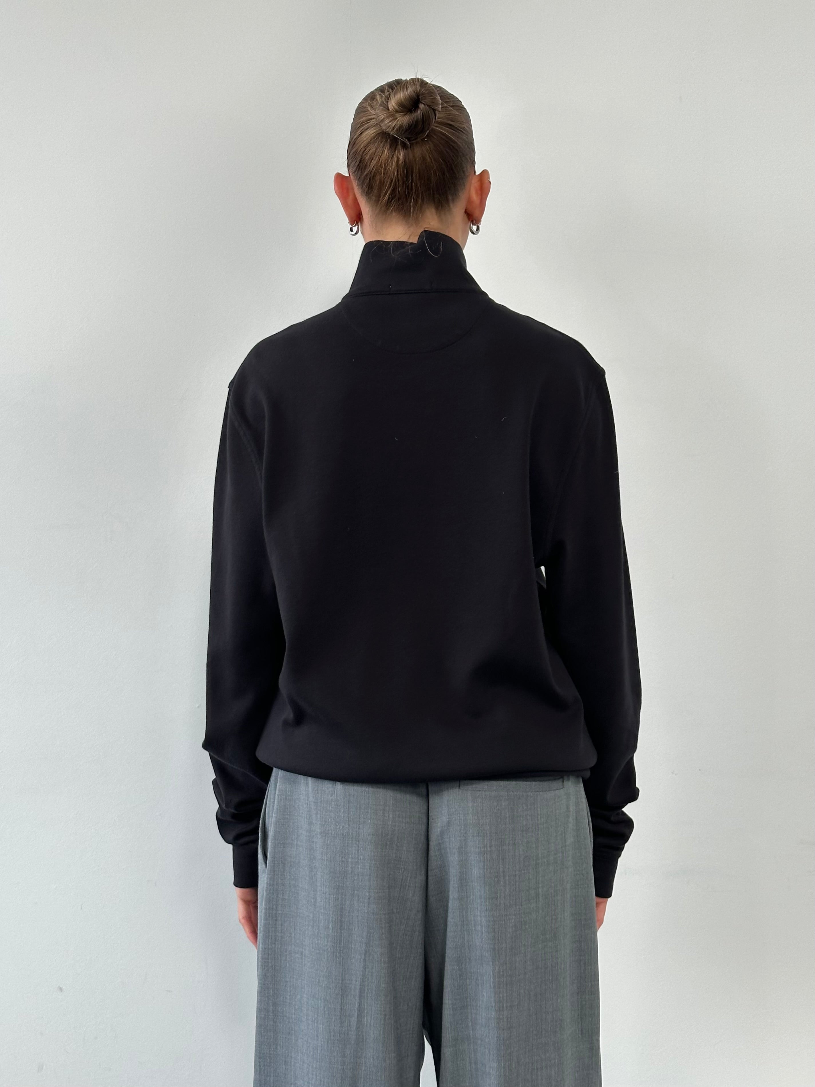 Burberry Brit Pure Cotton Logo Quarter Zip Jumper in beige, long sleeve sweatshirt with Burberry logo detail, size L.