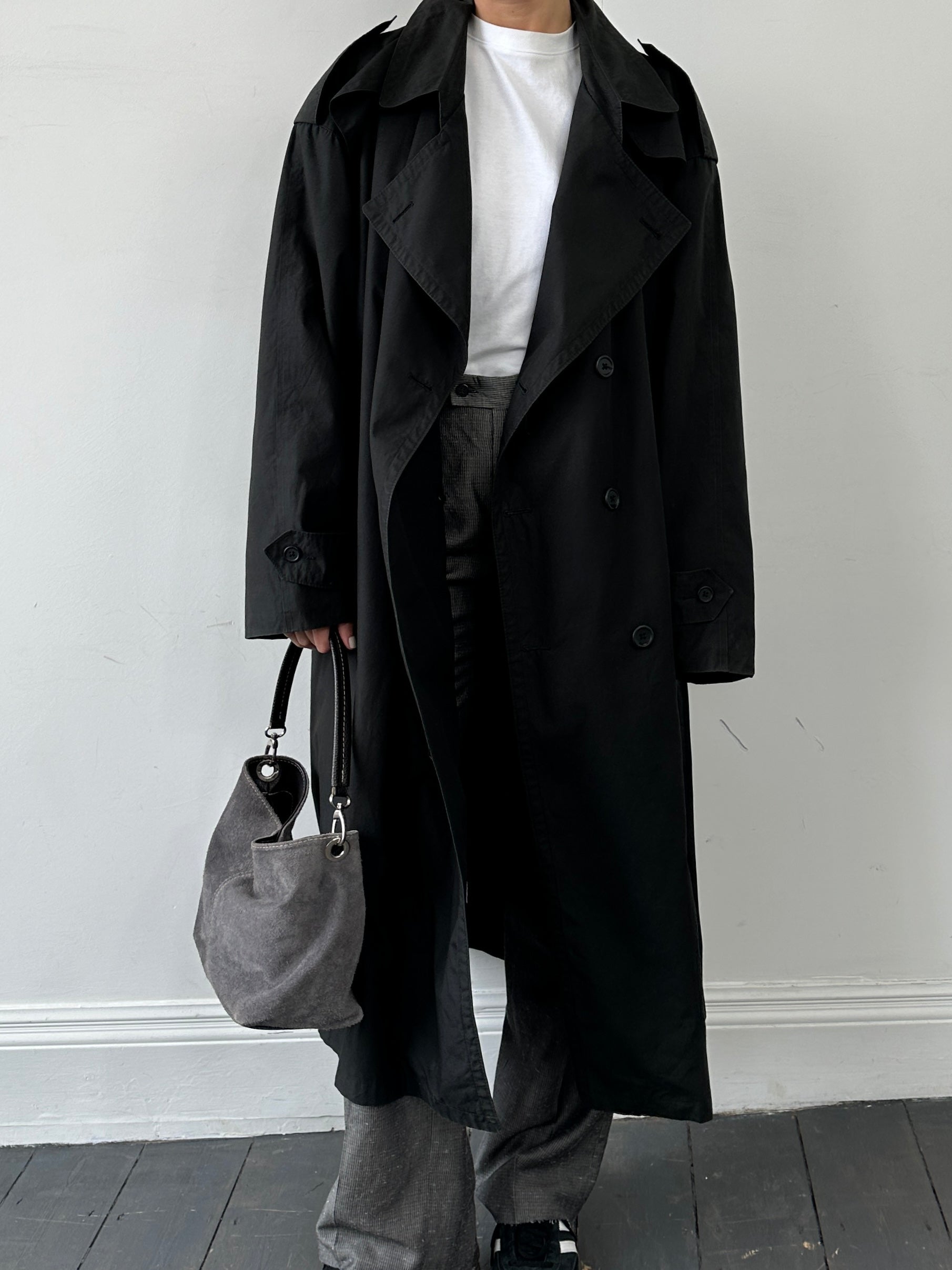 Christian Dior Monsieur cotton double-breasted belted trench coat in XXL, shown with classic collar and button details.