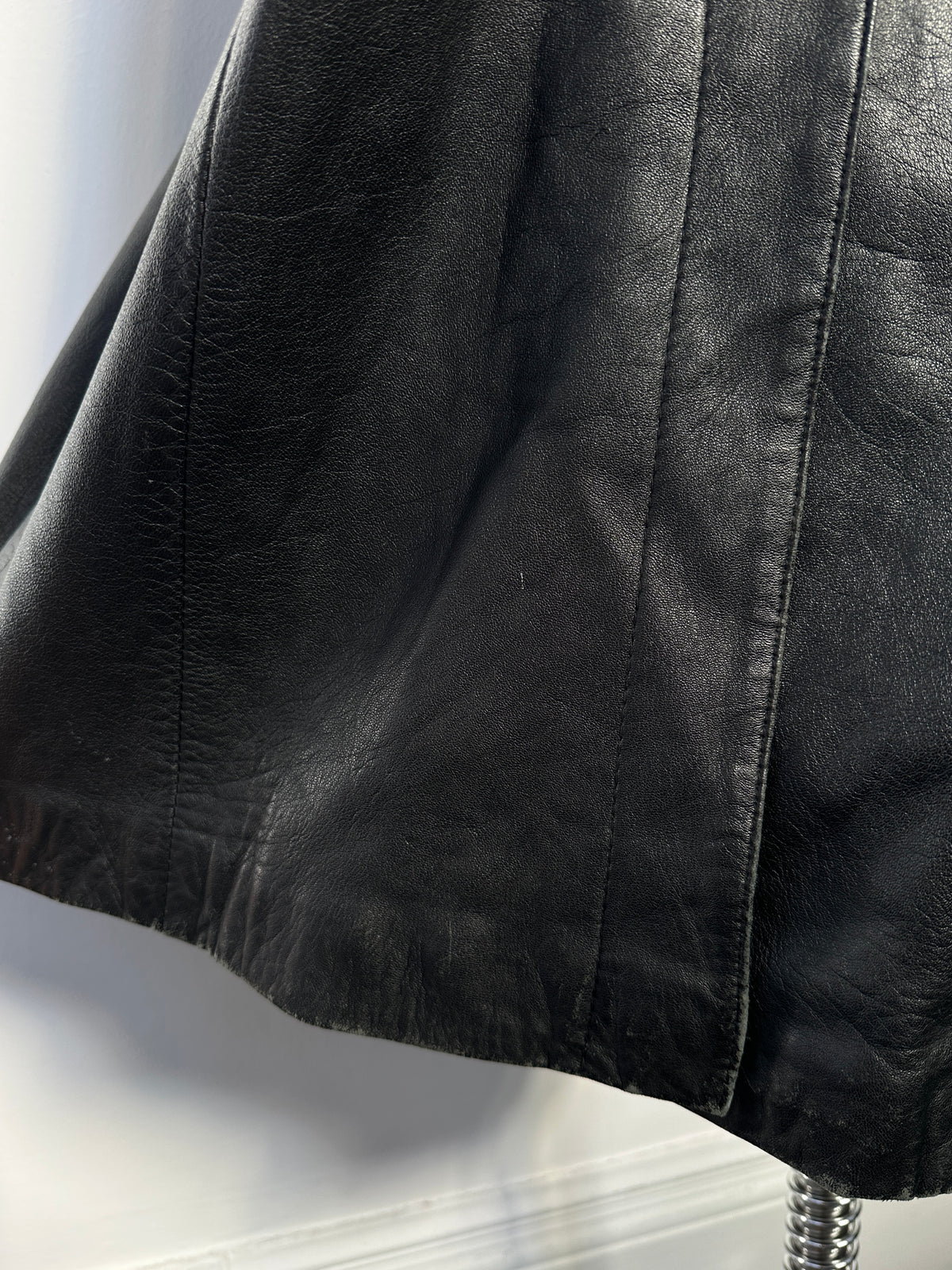 Vintage 1990s Floor Length Leather Trench Coat - S