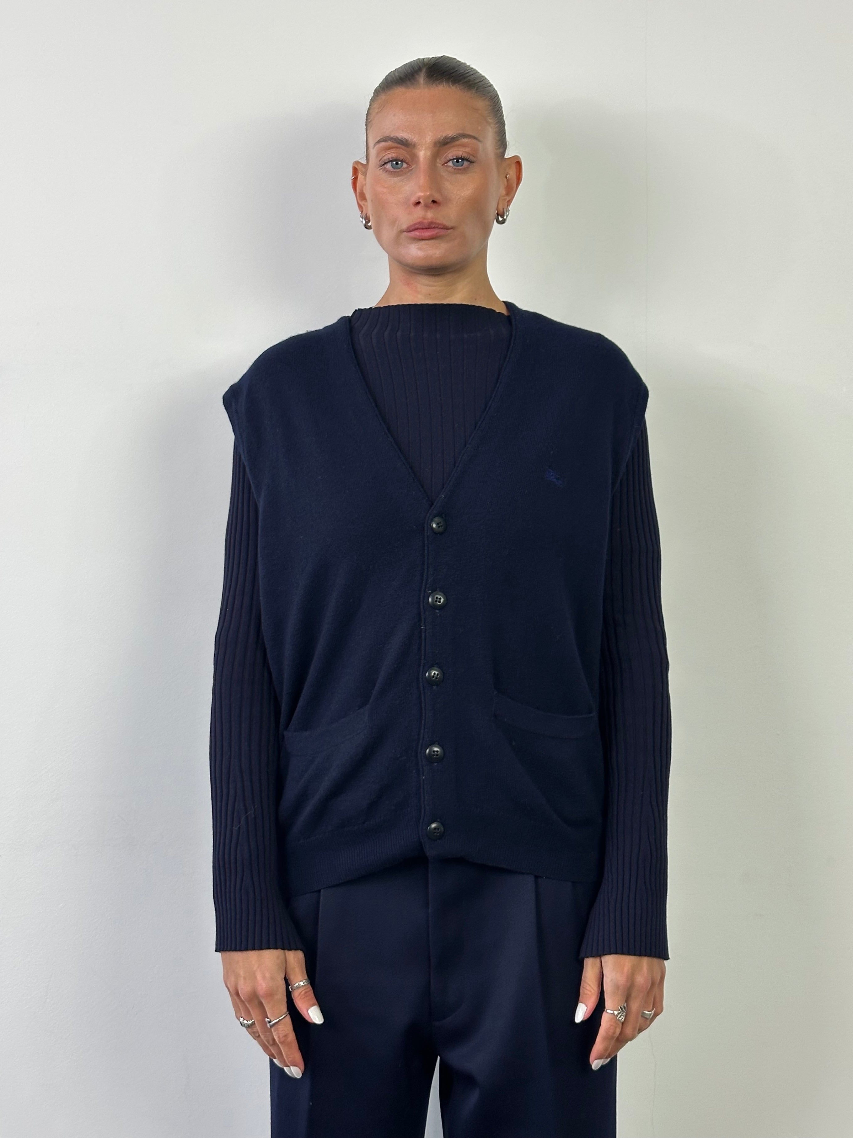 Burberry Lambswool Logo Sleeveless Cardigan - L - SYLK