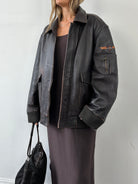 Vintage Distressed Leather Flight Jacket - XL/XXL - SYLK