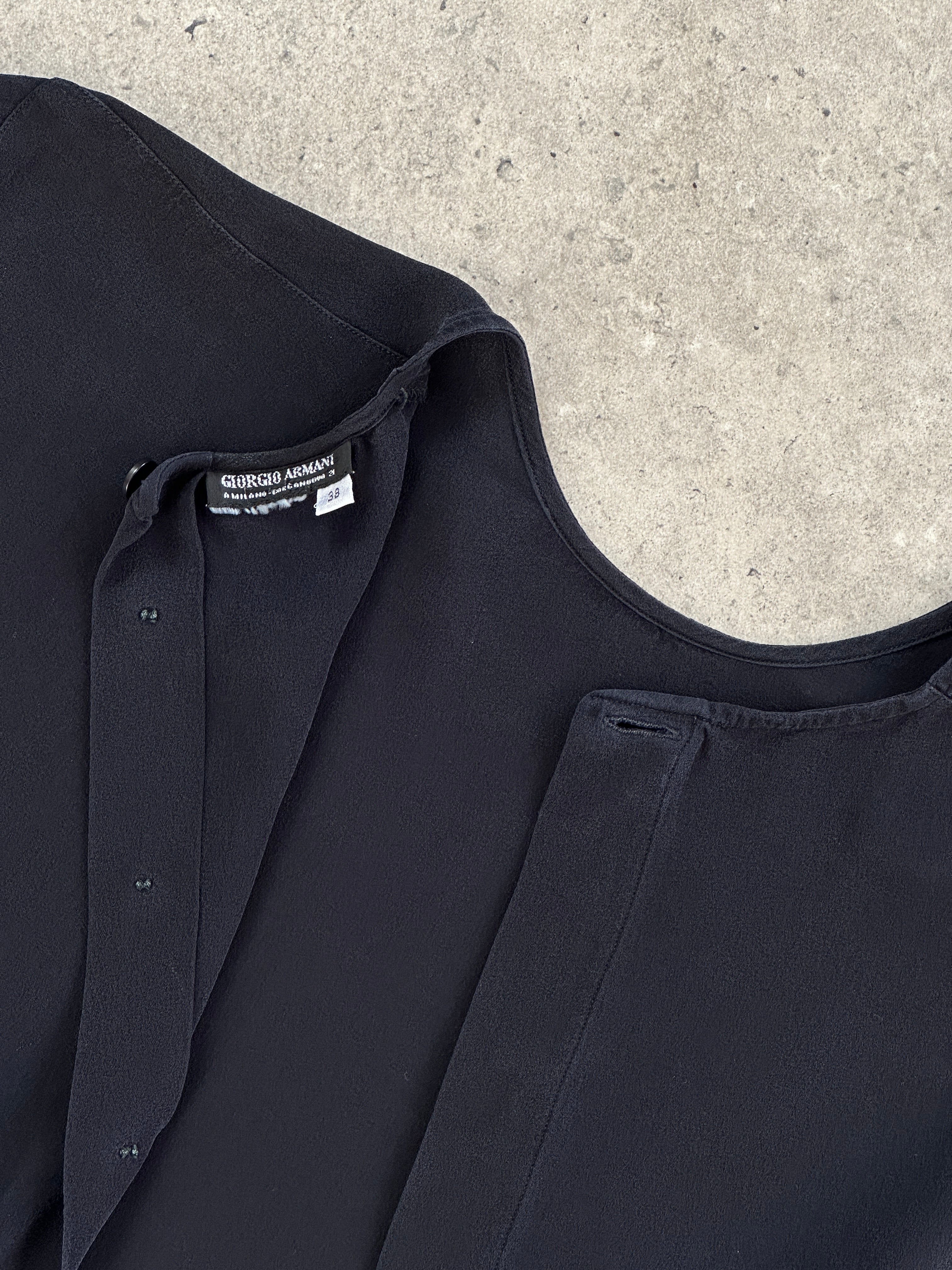 Giorgio Armani Black Label Silk Button Back Top - S - SYLK