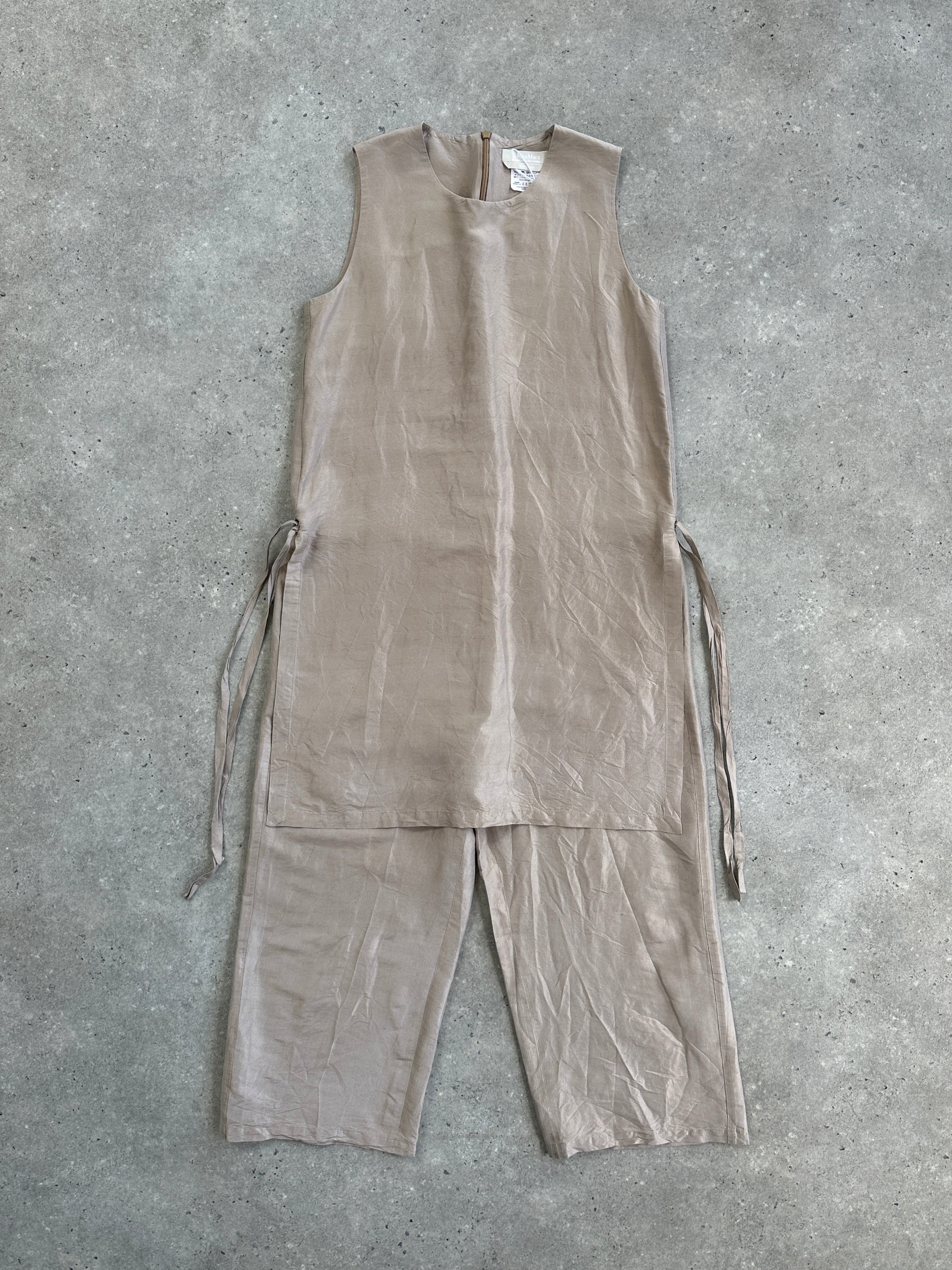 Max Mara ‘S Silk Layered Wide Leg Jumpsuit - S/M - SYLK