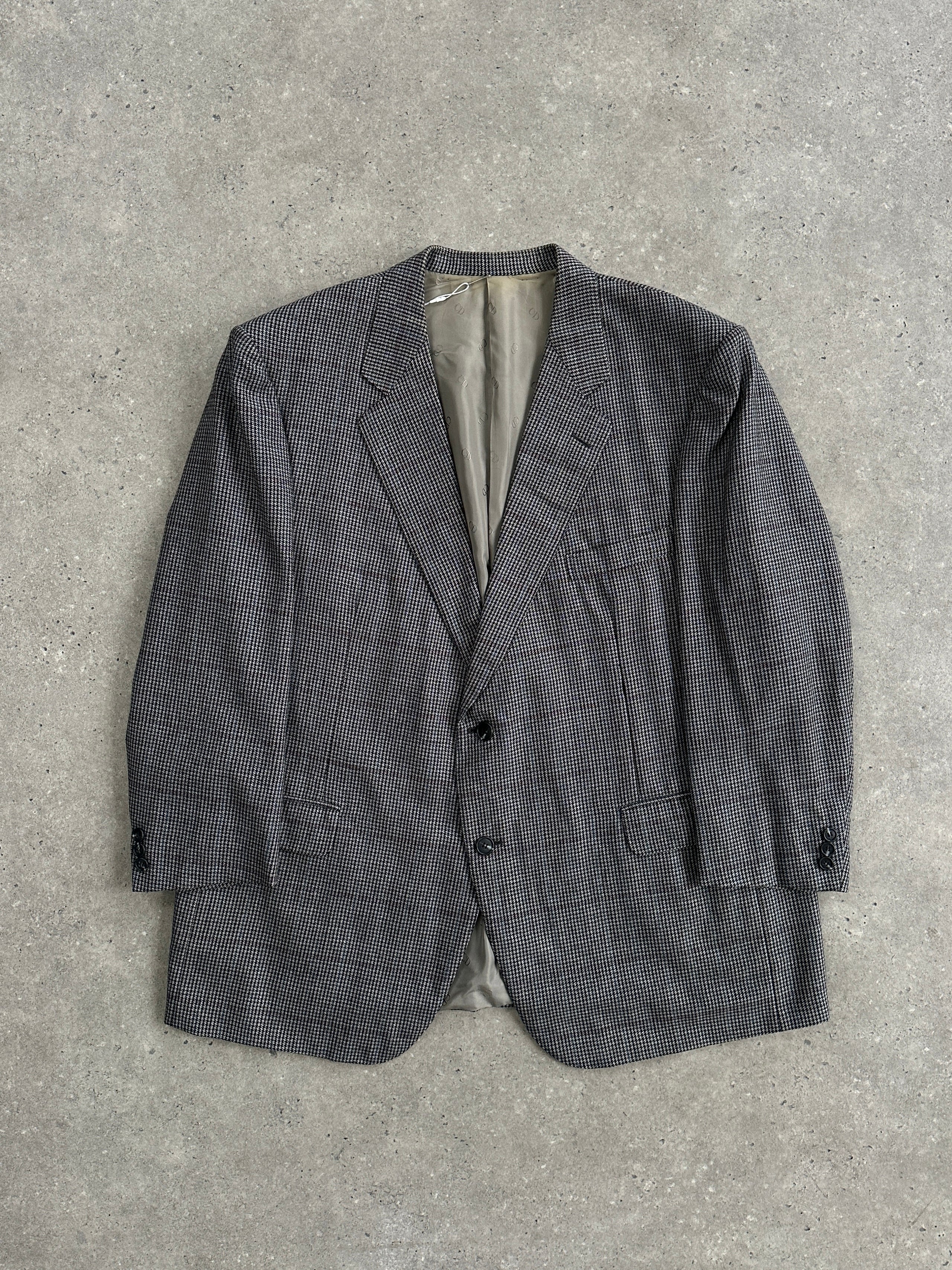 Christian Dior Monsieur wool dogtooth blazer, single-breasted, in size 50R/XXL, featuring a classic tailored fit and pattern.